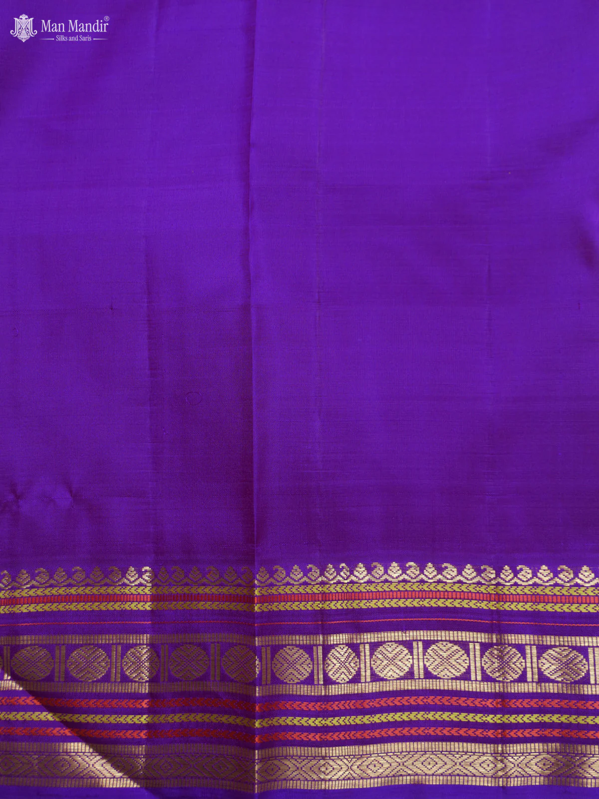 Mild Peach - Purple Kanchipuram Silk Saree - Image 7