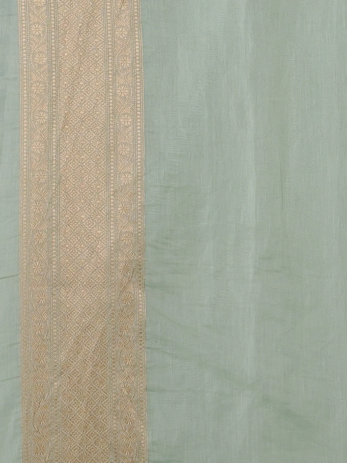 Mild Pista Green Banarasi Cotton Saree - Image 4