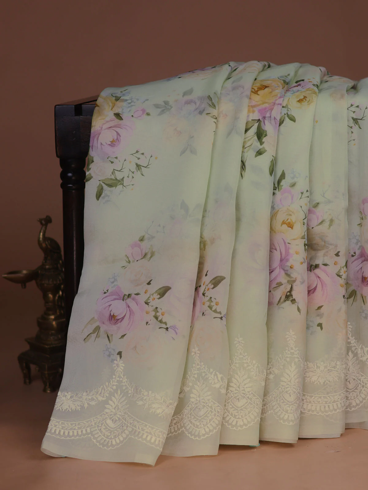 Mild Pista Green Organza Silk Saree - Image 2
