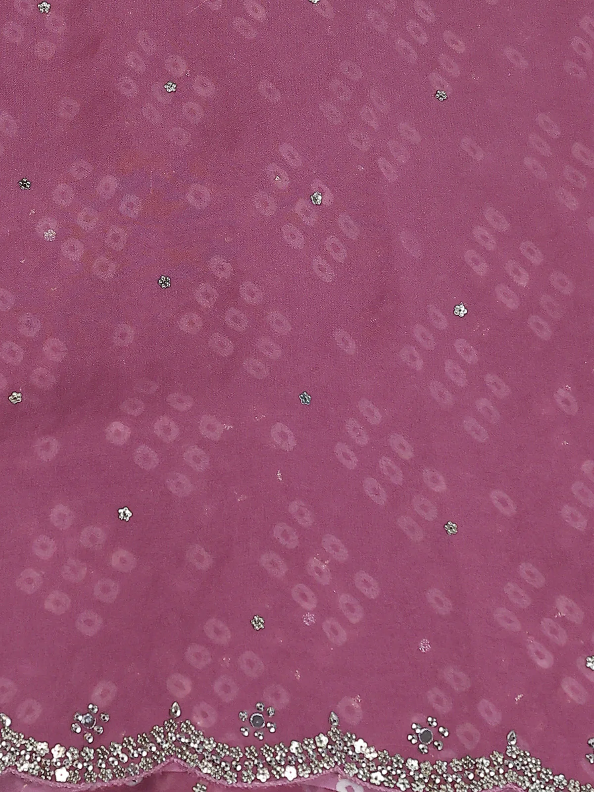 Muave Pink Georgette Sequin Embroidered Saree - Image 4