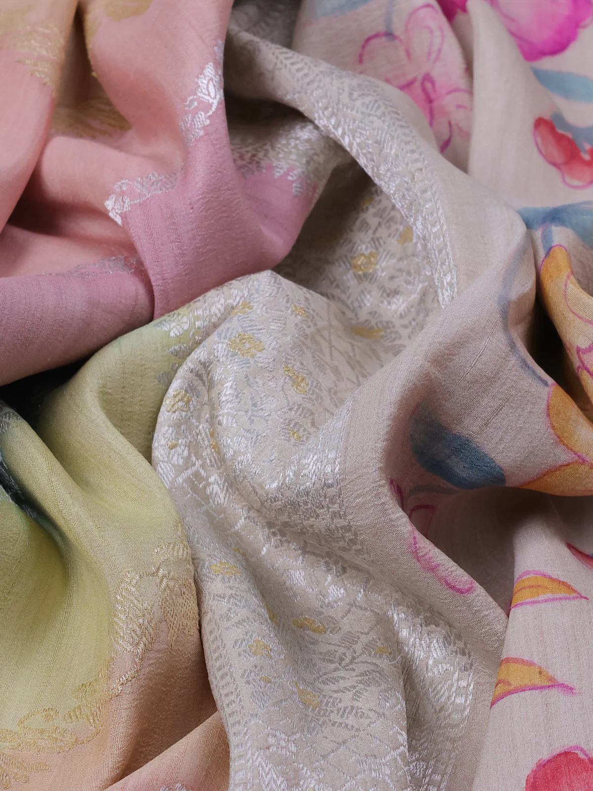 Multi Colour Banarasi Khaddi Tussar Saree - Image 3