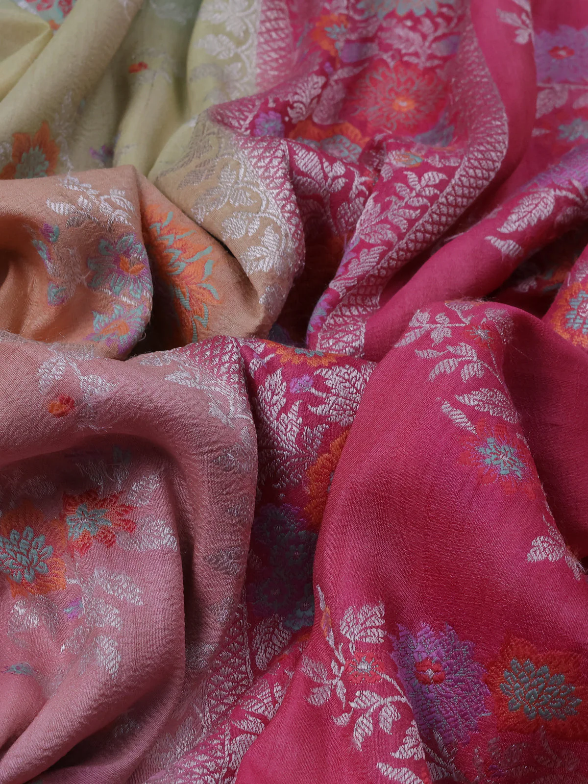Multi Colour Banarasi Khaddi Tussar Saree - Image 3