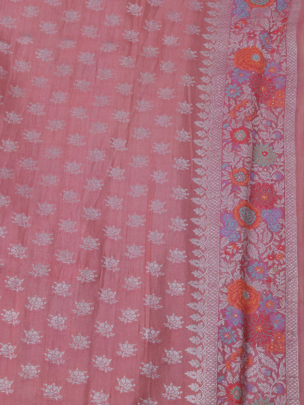 Multi Colour Banarasi Khaddi Tussar Saree - Image 4