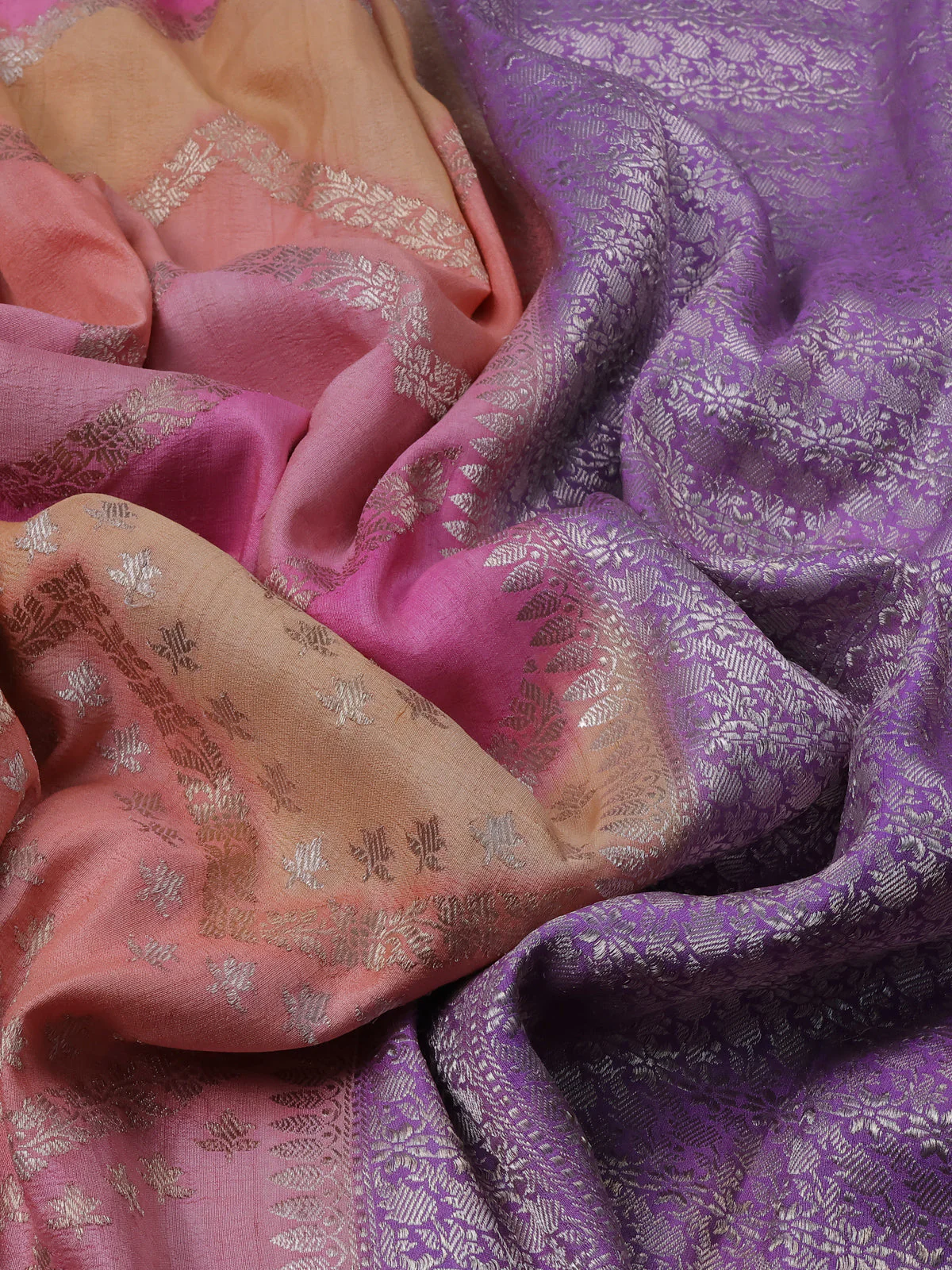 Multi Colour Banarasi Khaddi Tussar Saree - Image 3