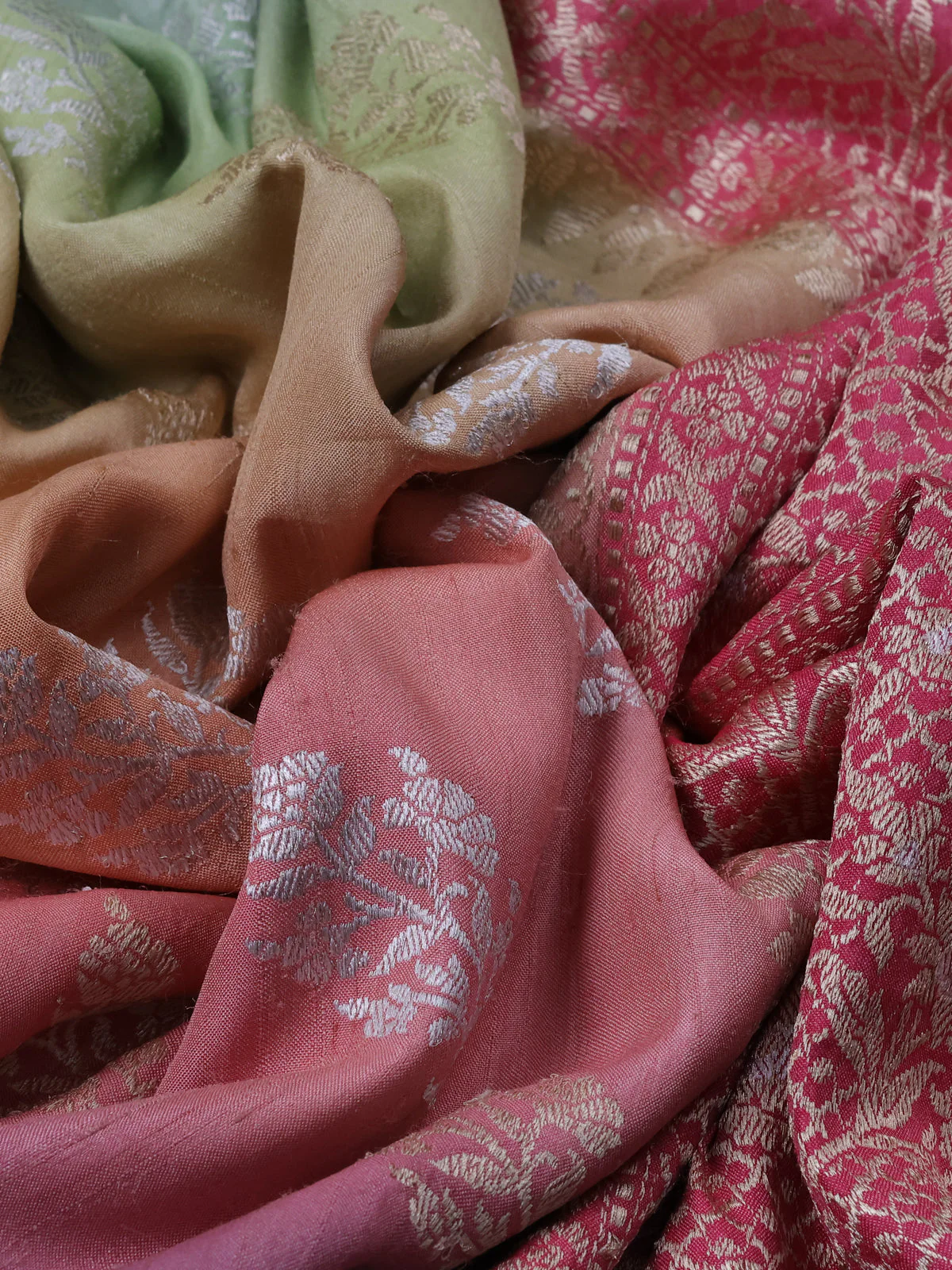 Multi Colour Banarasi Khaddi Tussar Saree - Image 3