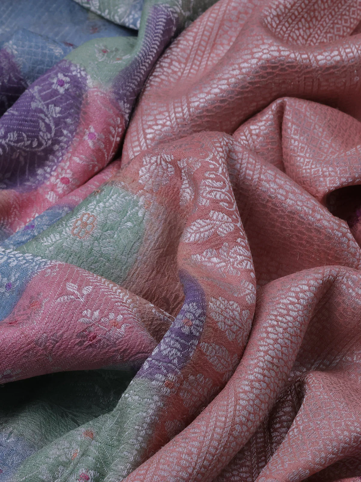 Multi Colour Banarasi Khaddi Tussar Saree - Image 3