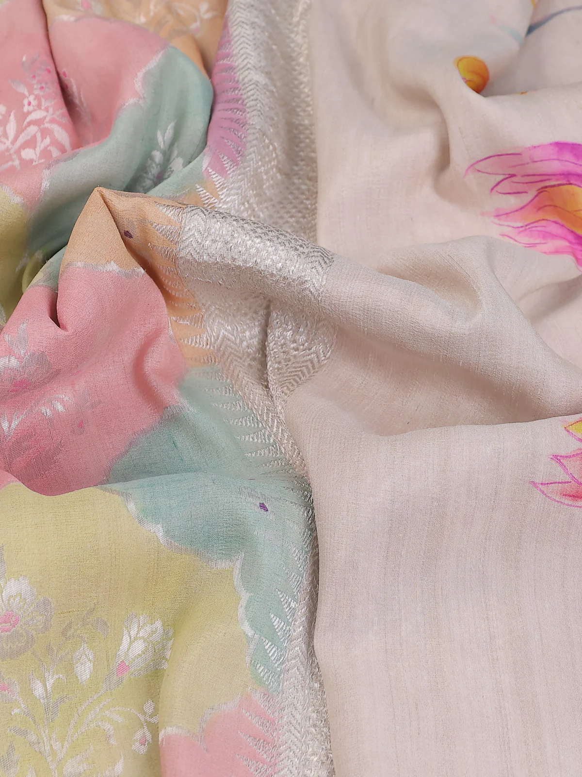 Multi Colour Khaddi Banarasi Tussar Georgette Saree - Image 3