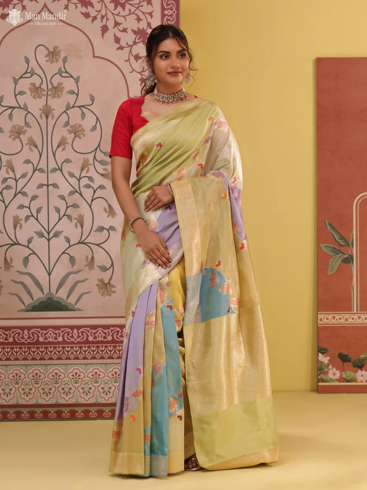 Multi Colour - Mild Pista Green Rangkat Banarasi Kadwa Silk Saree - Image 2