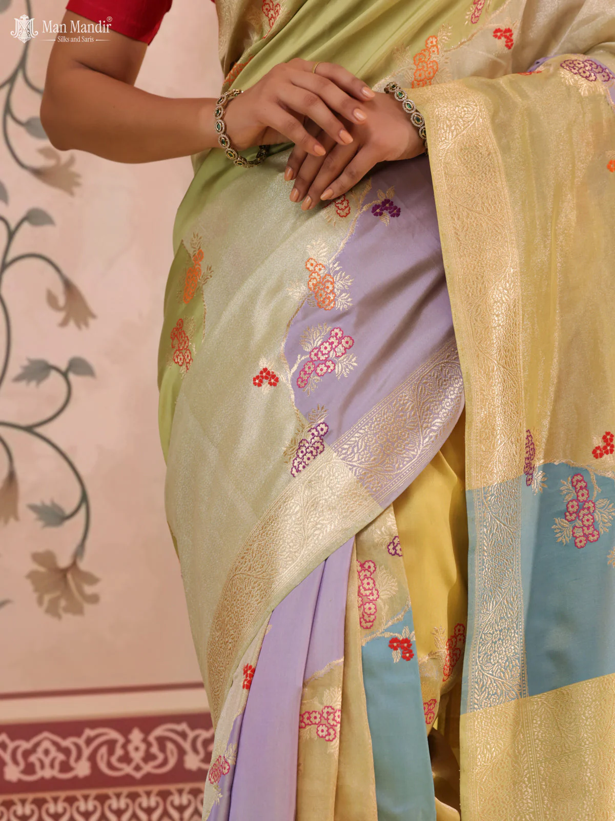 Multi Colour - Mild Pista Green Rangkat Banarasi Kadwa Silk Saree - Image 4