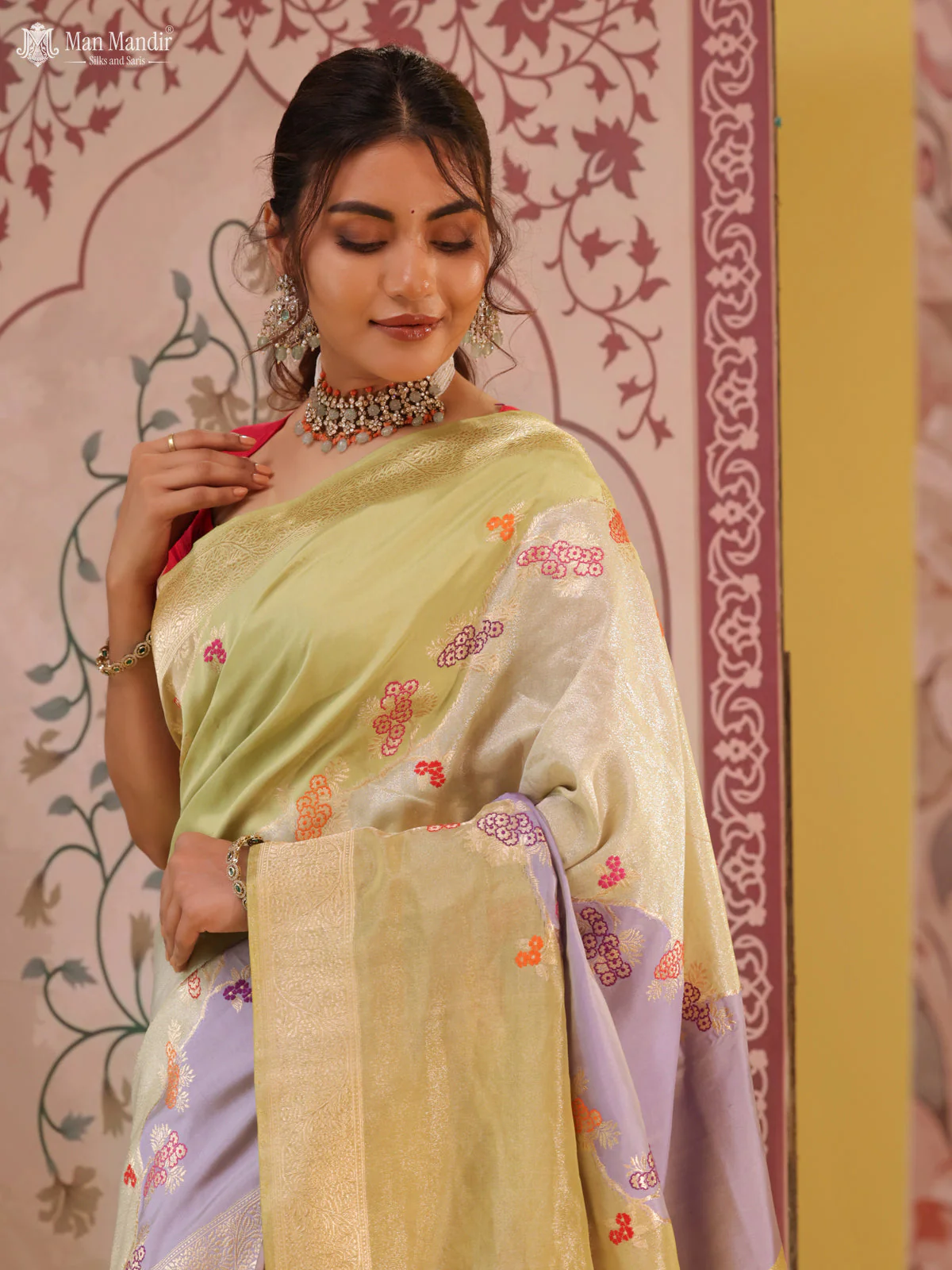 Multi Colour - Mild Pista Green Rangkat Banarasi Kadwa Silk Saree - Image 6