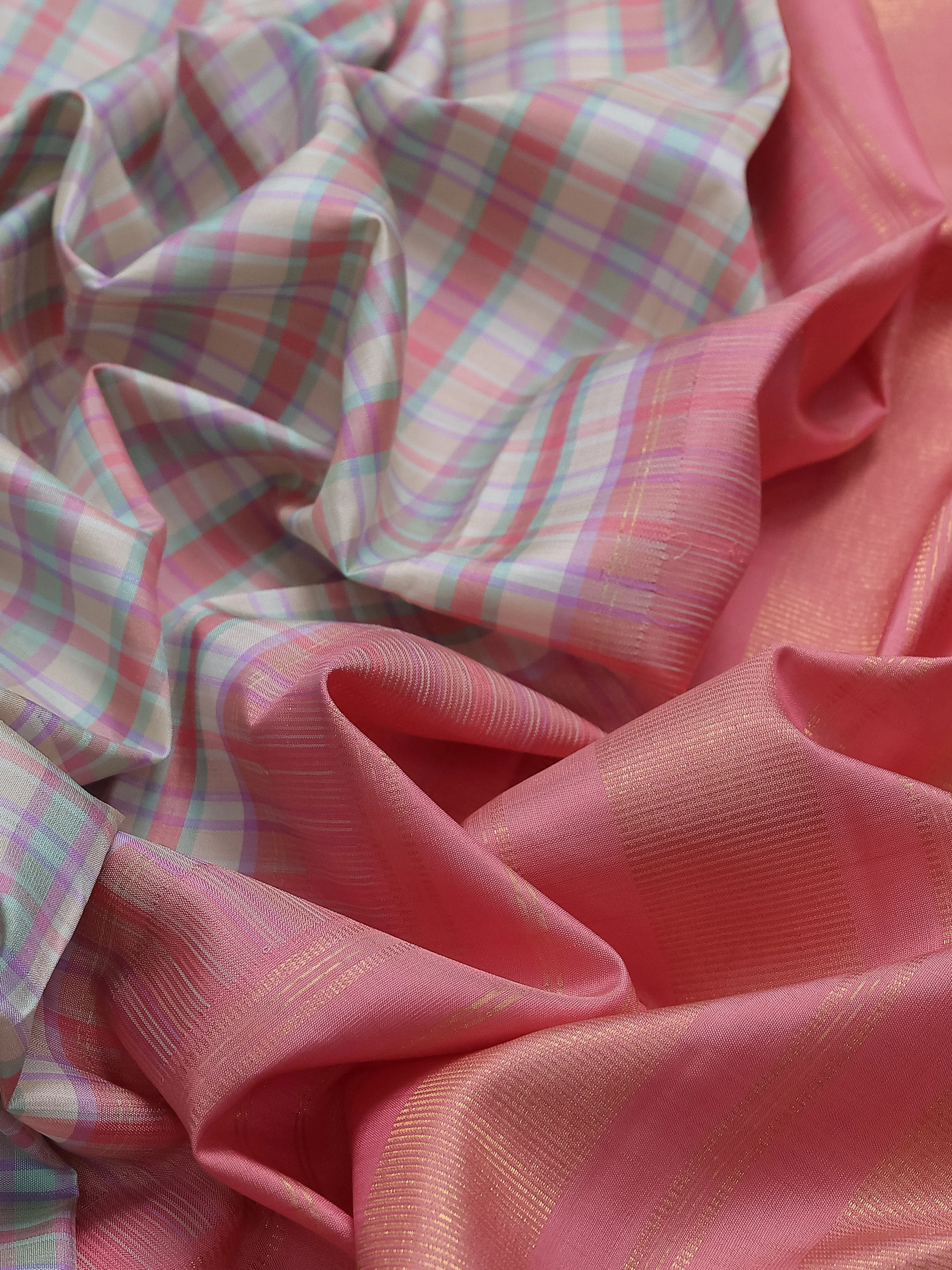 Multi Colour-Peach Pink Kanchipuram Silk Saree - Image 4