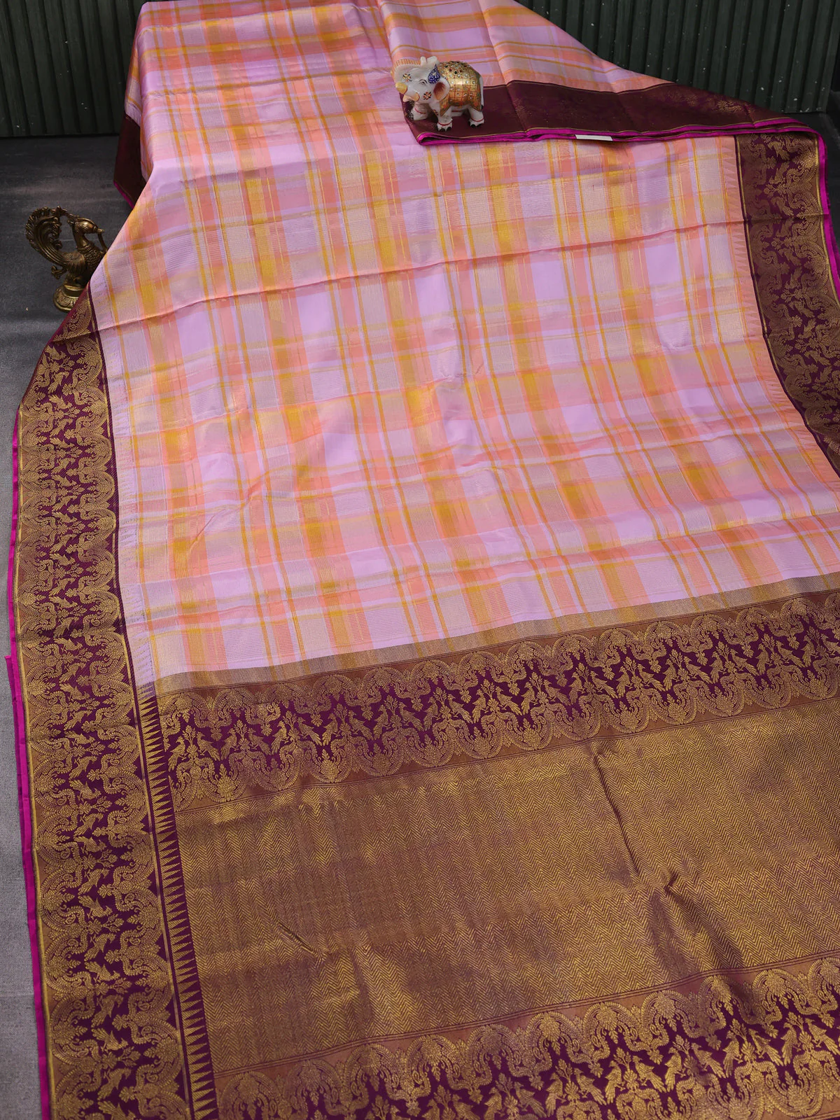 Multi Colour-Purple Pure Kanchipuram Silk Saree - Image 2