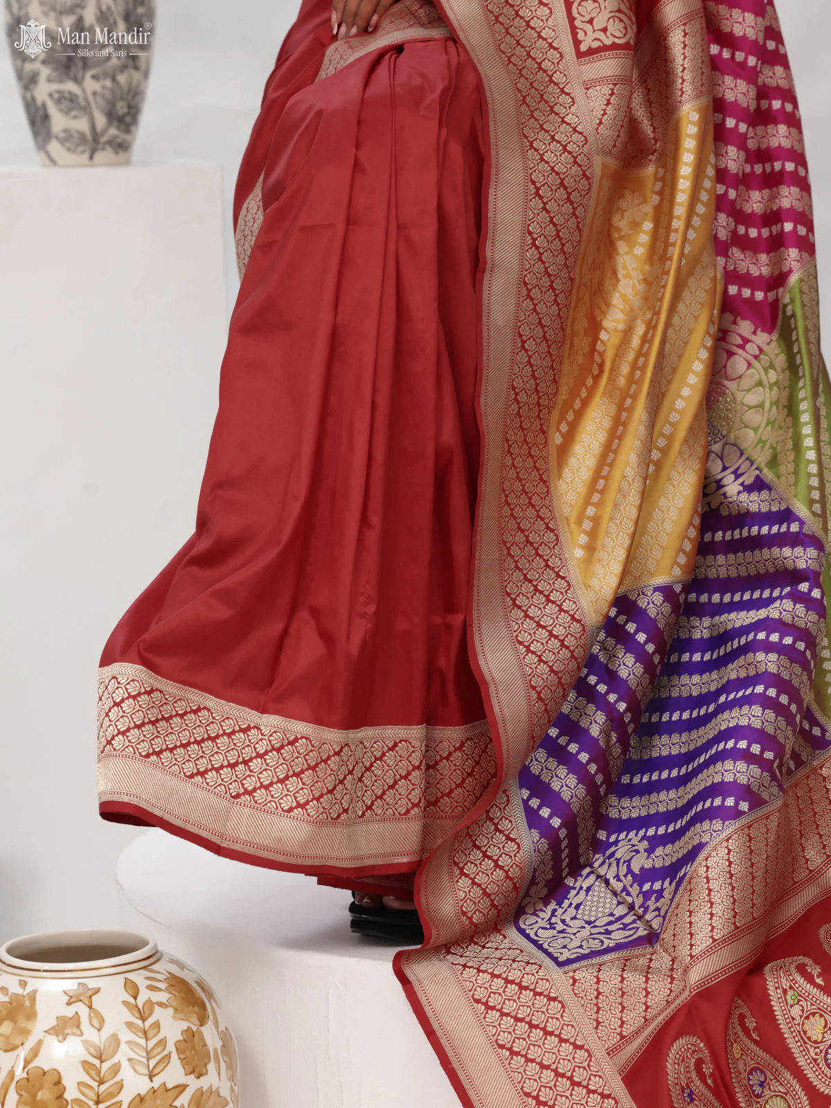 Multi Colour - Red Banarasi Kadwa Silk Saree - Image 4