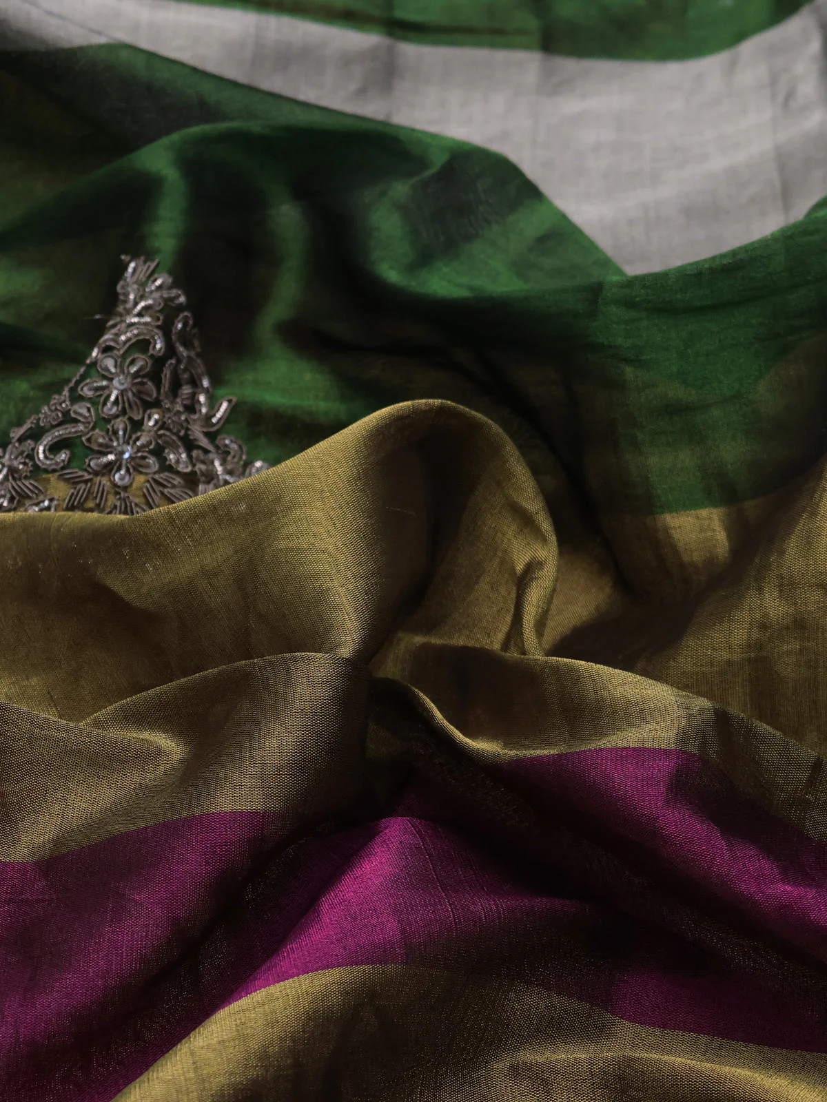 Multi Colour Tissue Silk Saree With Zardosi Work - Image 3