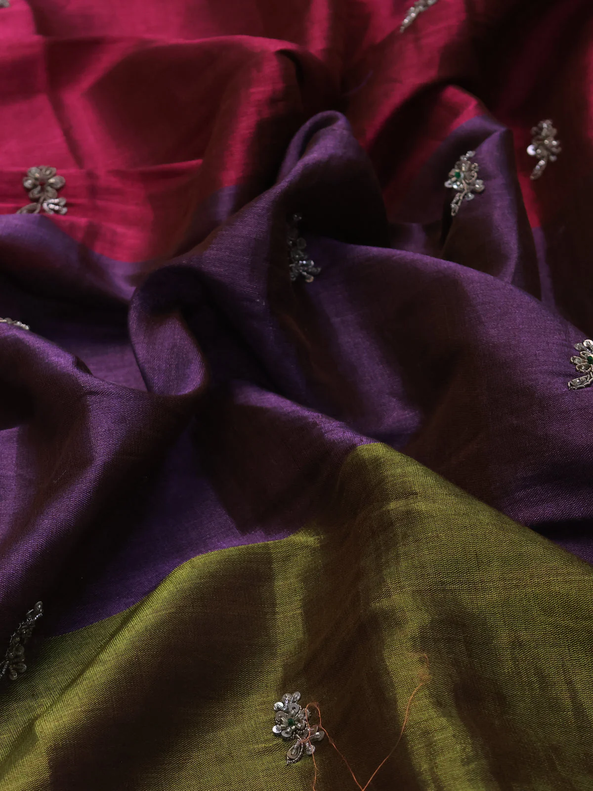 Multi Colour Tissue Silk Saree With Zardosi Work - Image 3