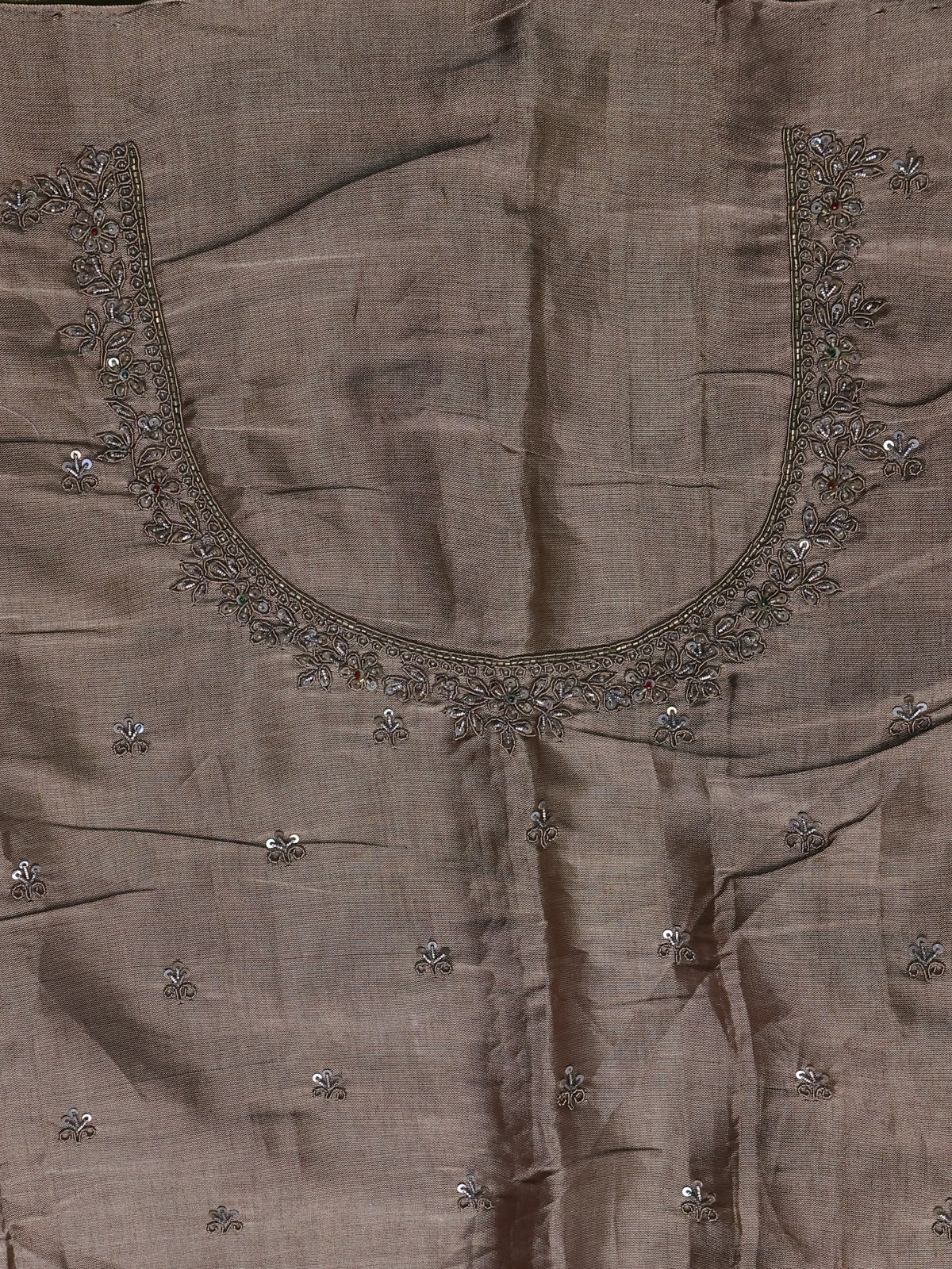 Multi Colour Tissue Silk Saree With Zardosi Work - Image 4