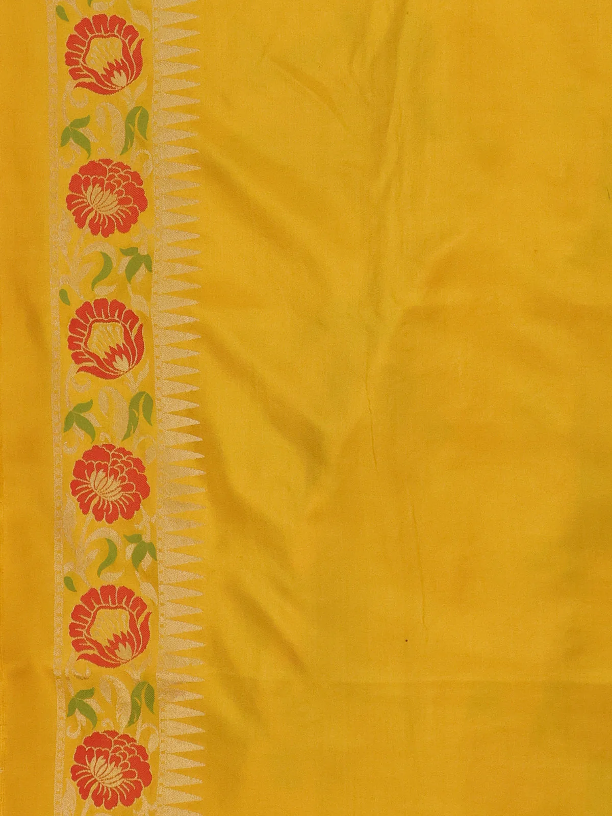 Mustard Yellow Banarasi Silk Saree - Image 3