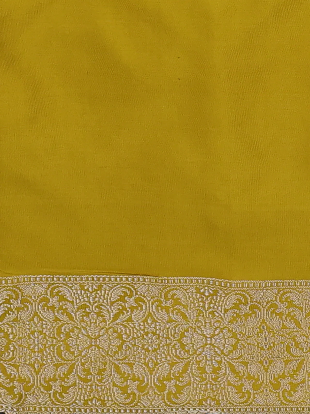 Mustard Yellow Banarasi Silk Saree - Image 3