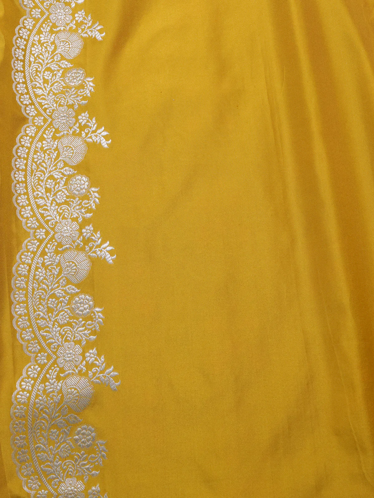 Mustard Yellow Banarasi Silk Saree - Image 4
