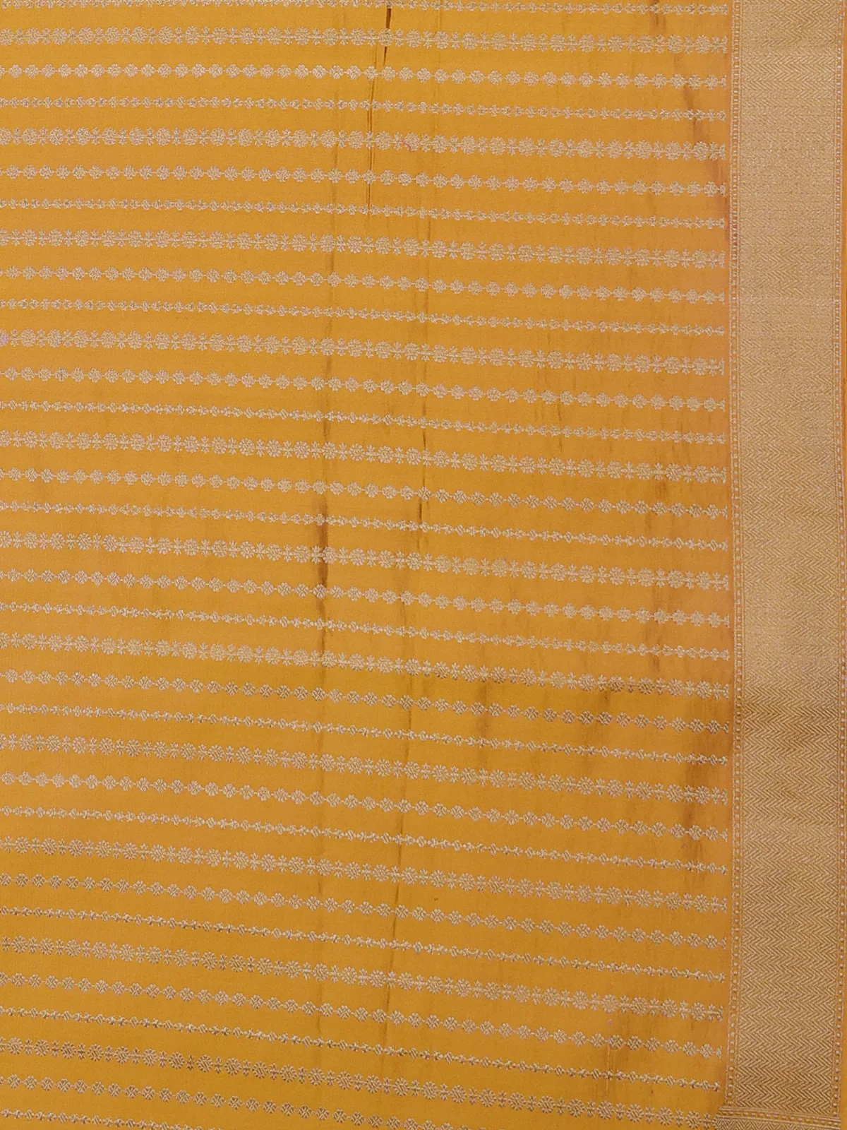 Mustard Yellow Banarasi Tanshoi Silk Saree - Image 3