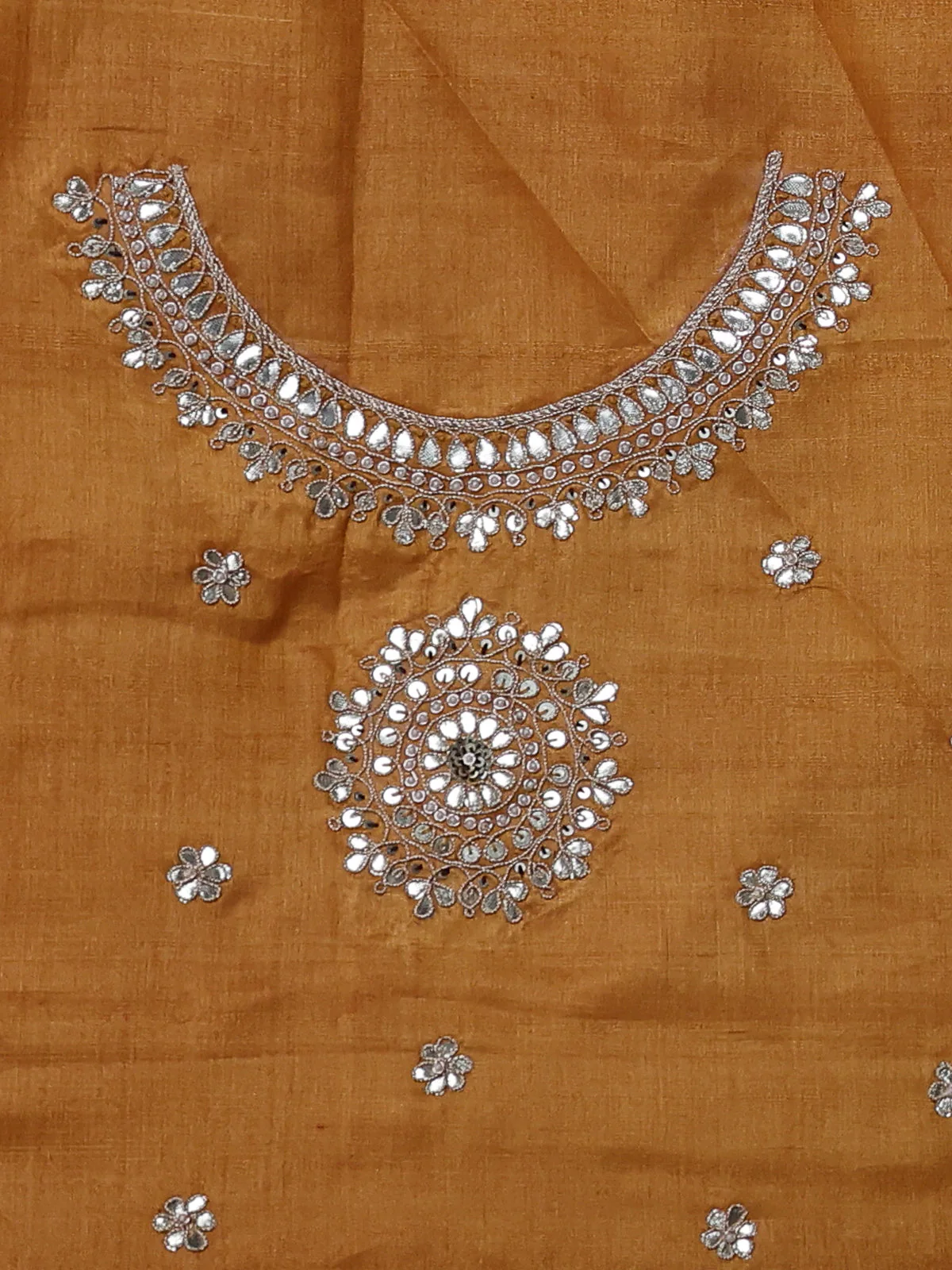 Mustard Yellow-Brown Tussar Silk Saree - Image 3