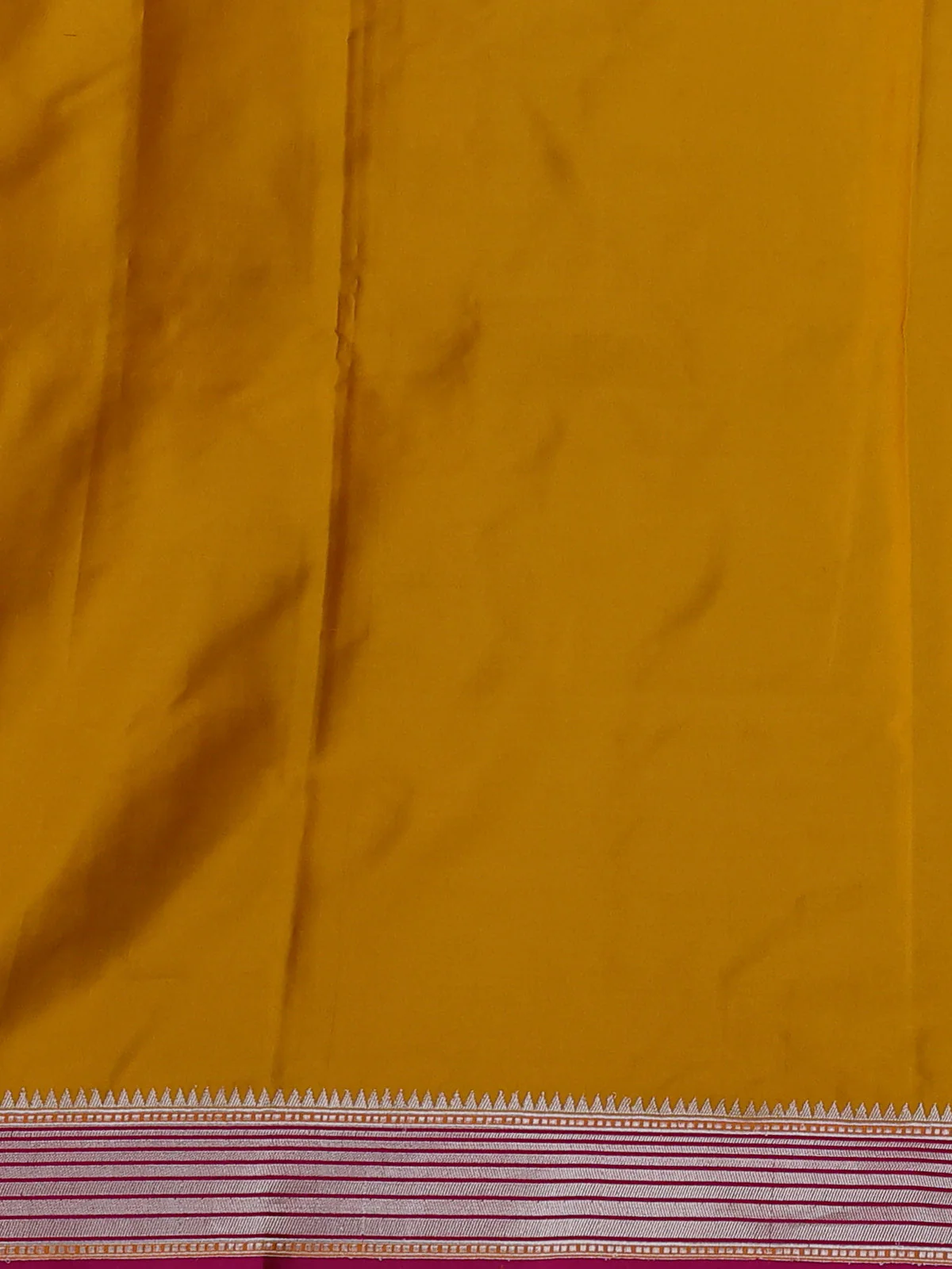 Mustard Yellow - Pink Banarasi Mushru Silk Saree - Image 4