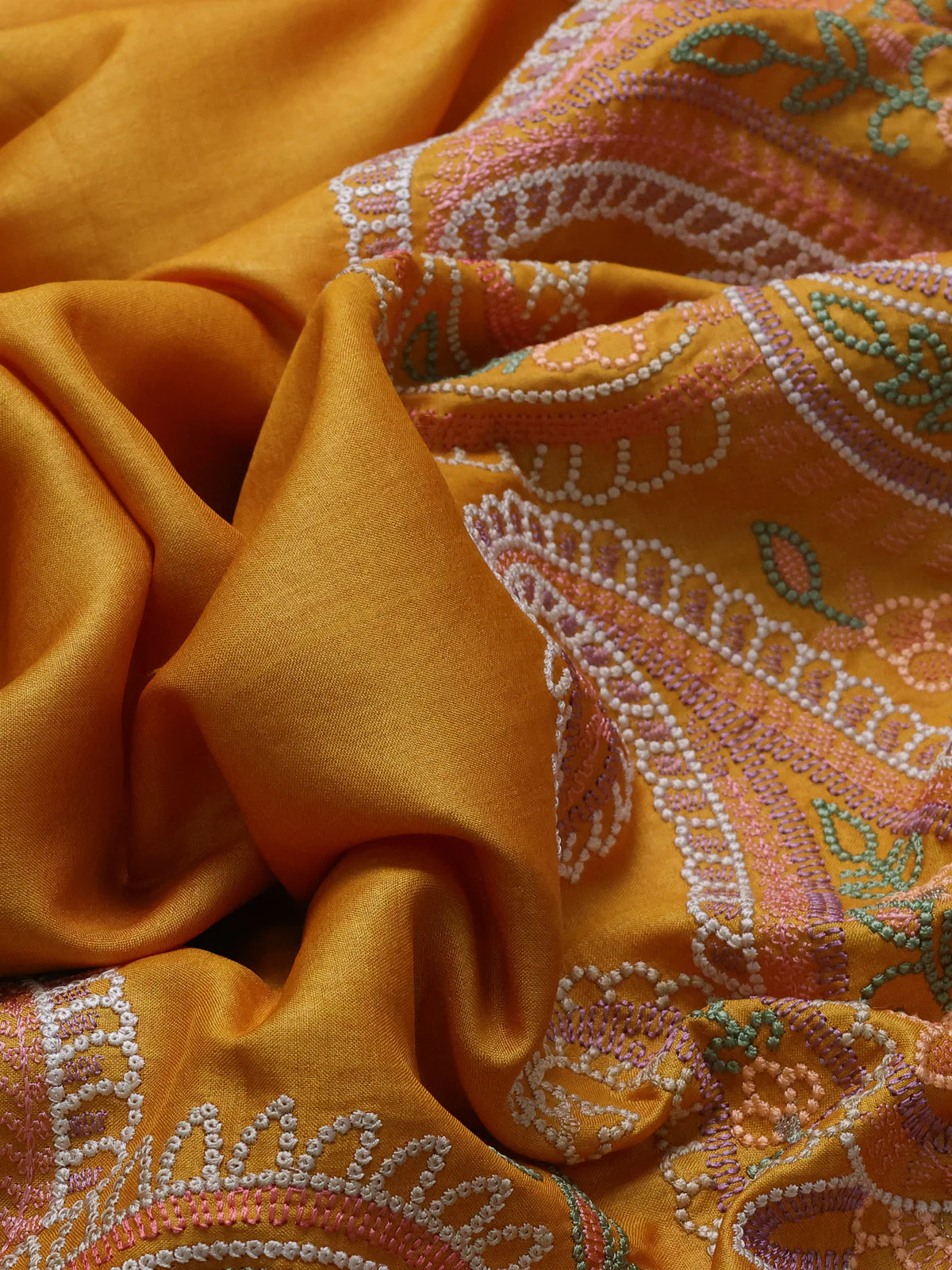 Mustard Yellow Tussar Silk Saree - Image 3