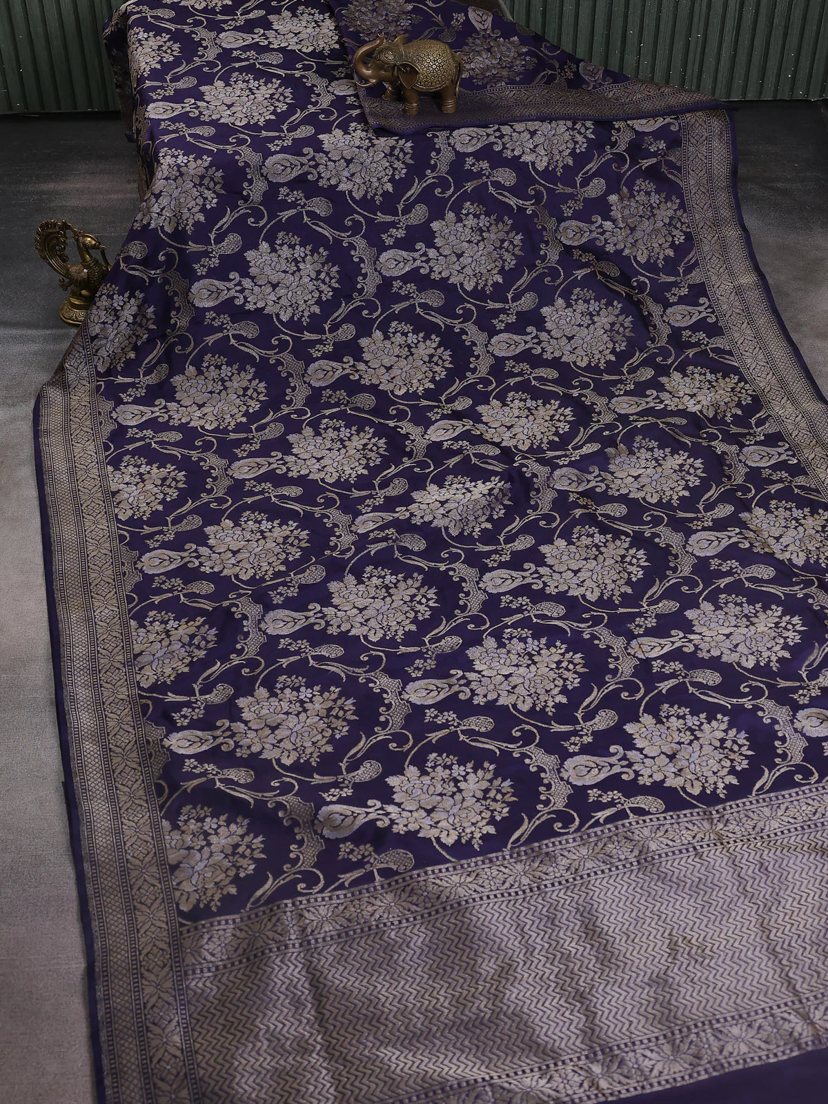 Navy Blue Banarasi Silk Saree - Image 2