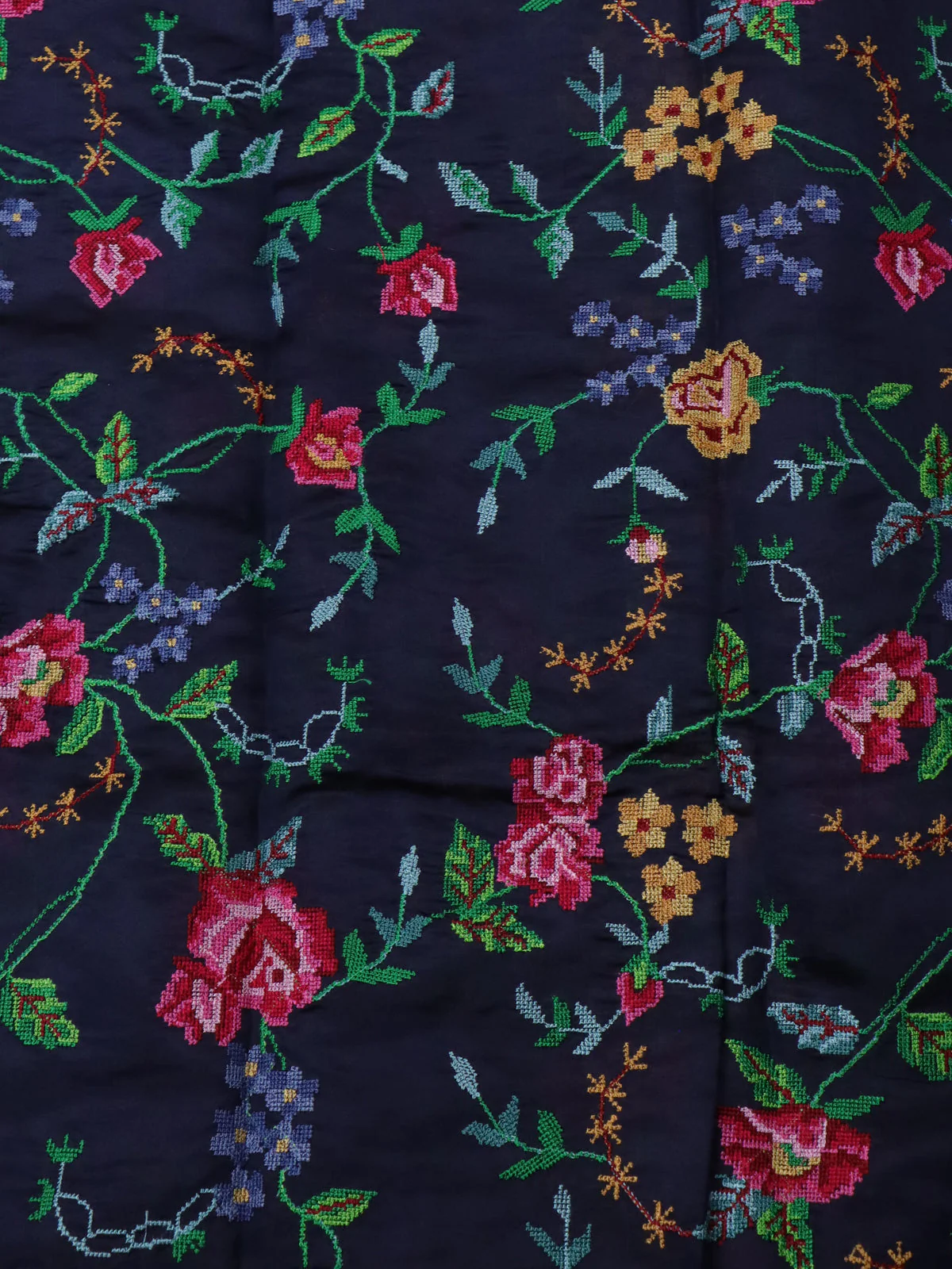 Navy Blue Chanderi Silk Saree - Image 4
