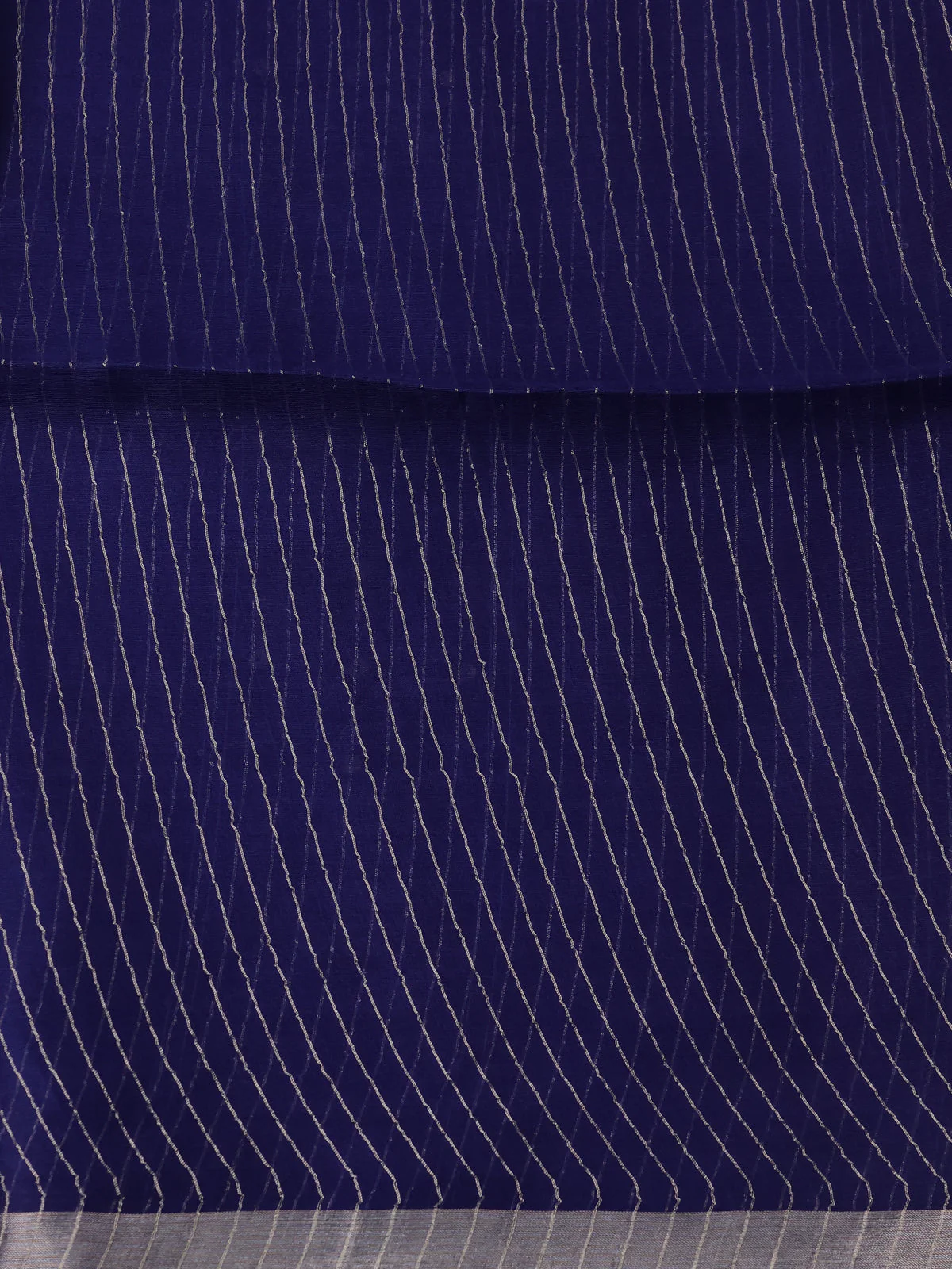 Navy Blue Muslin Organza Saree - Image 4