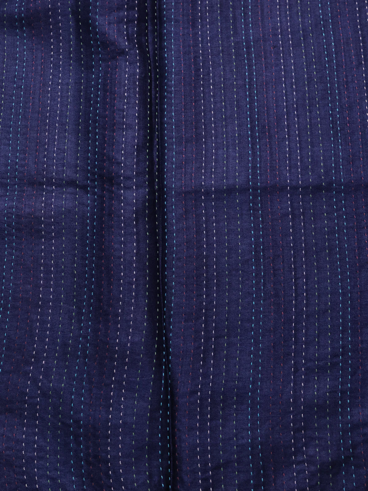 Navy Blue Tussar Silk Saree - Image 4