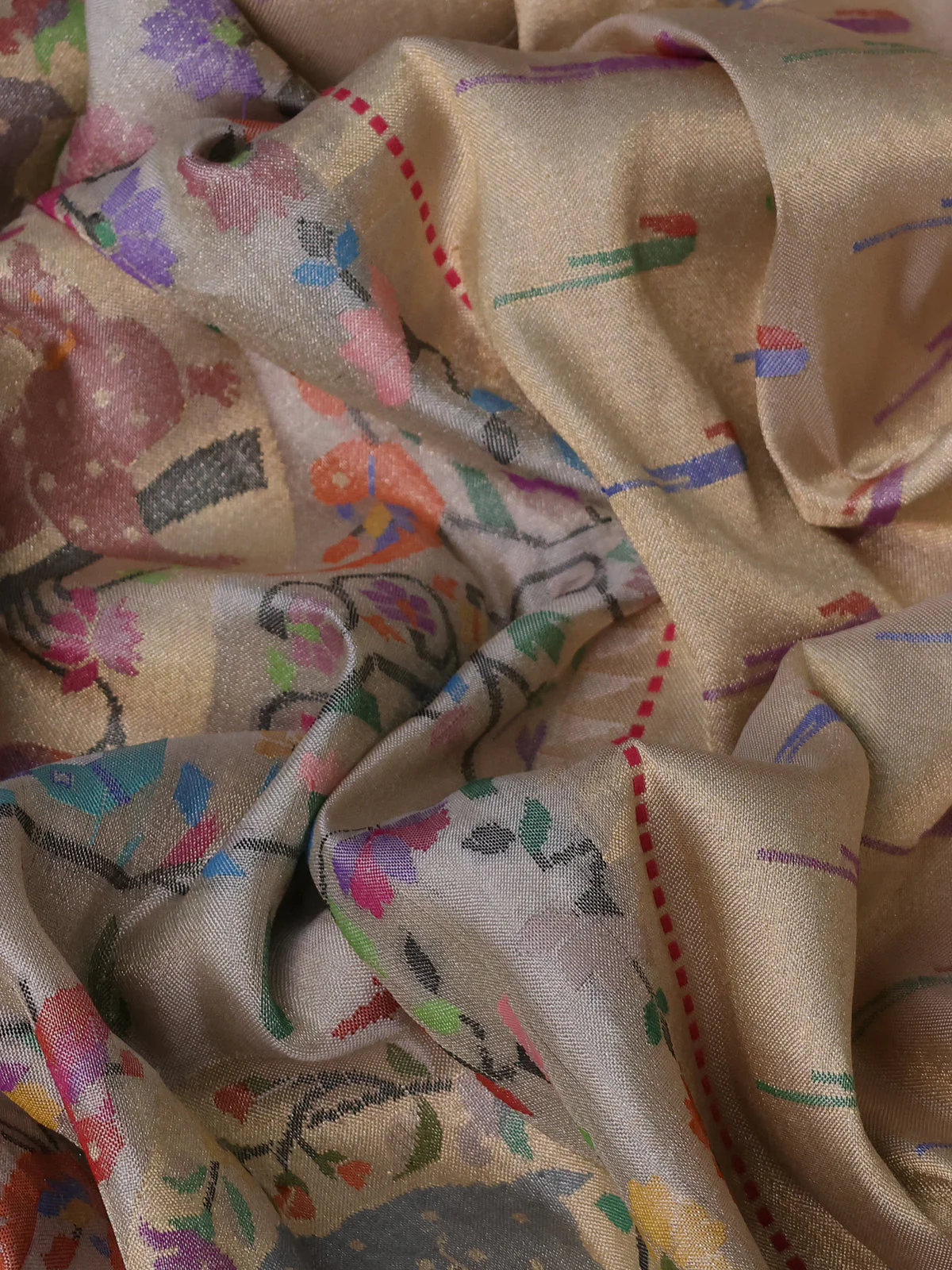 Off White Banarasi Tissue Silk Saree - Image 3
