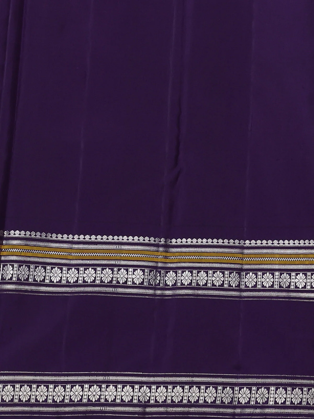 Off White -Blue Pure Kanchipuram Silk Saree - Image 4