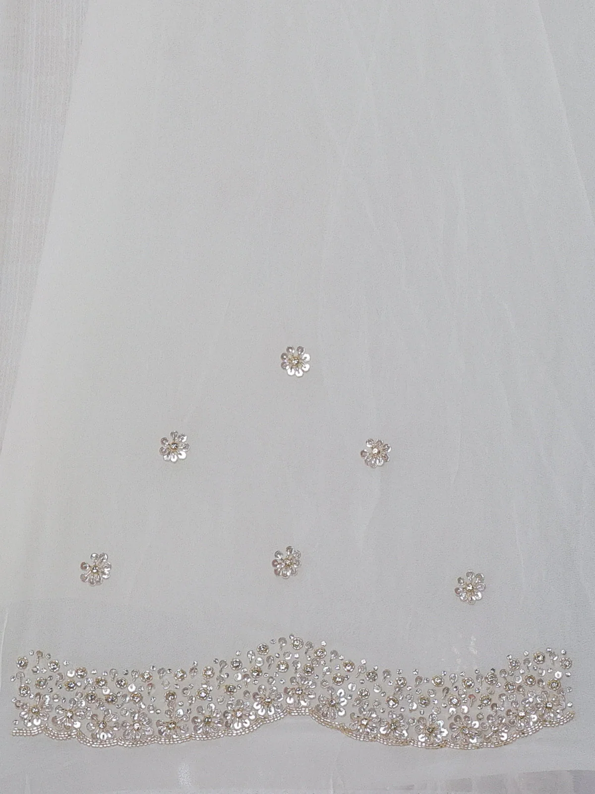 Off White Georgette Sequins Saree - Image 4
