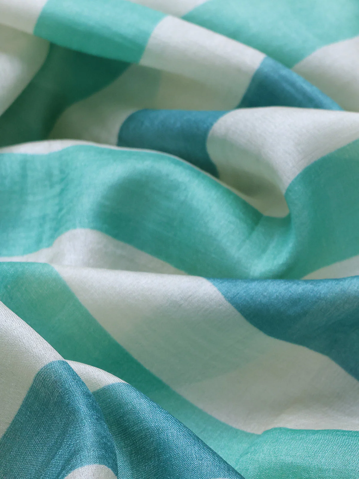 Off White -Green Tussar Silk Saree - Image 3