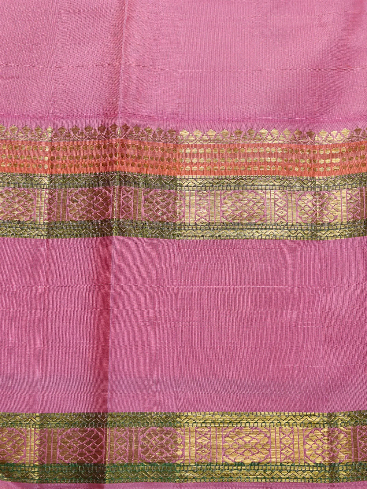 Off White-Light Pink Pure Kanchipuram Silk Saree - Image 4