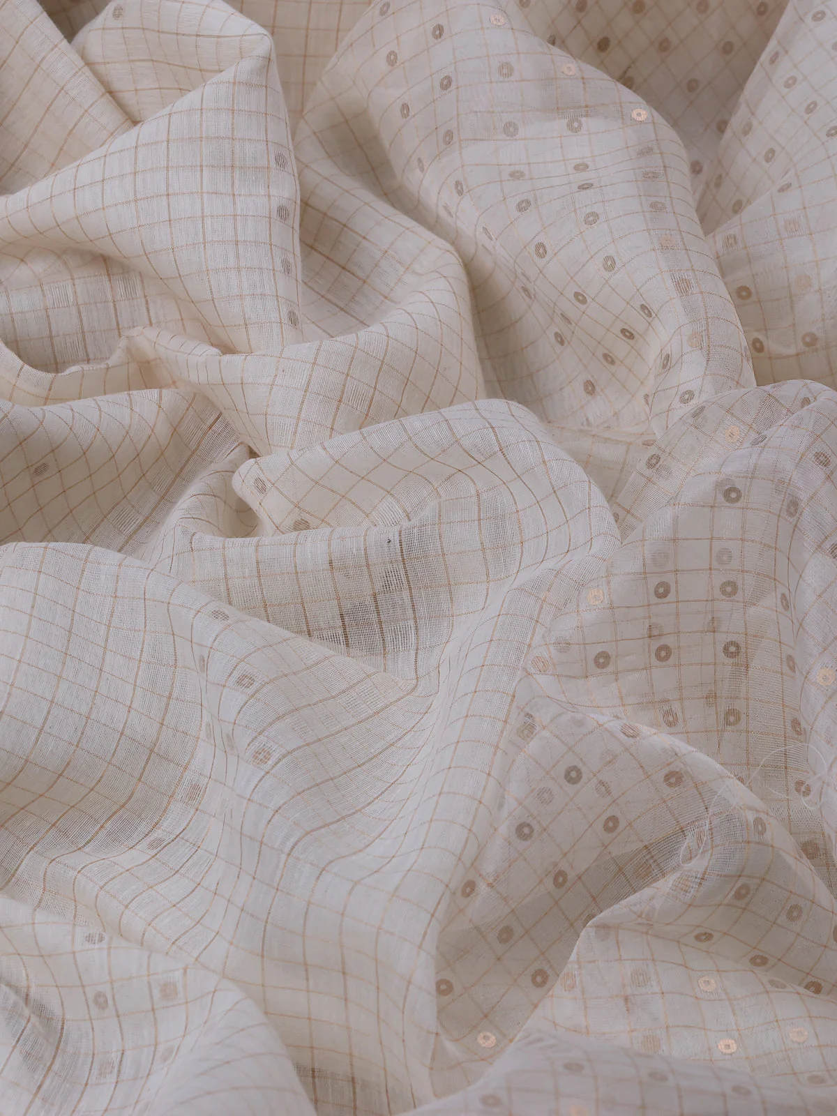 Off White Muslin Organza Saree - Image 3