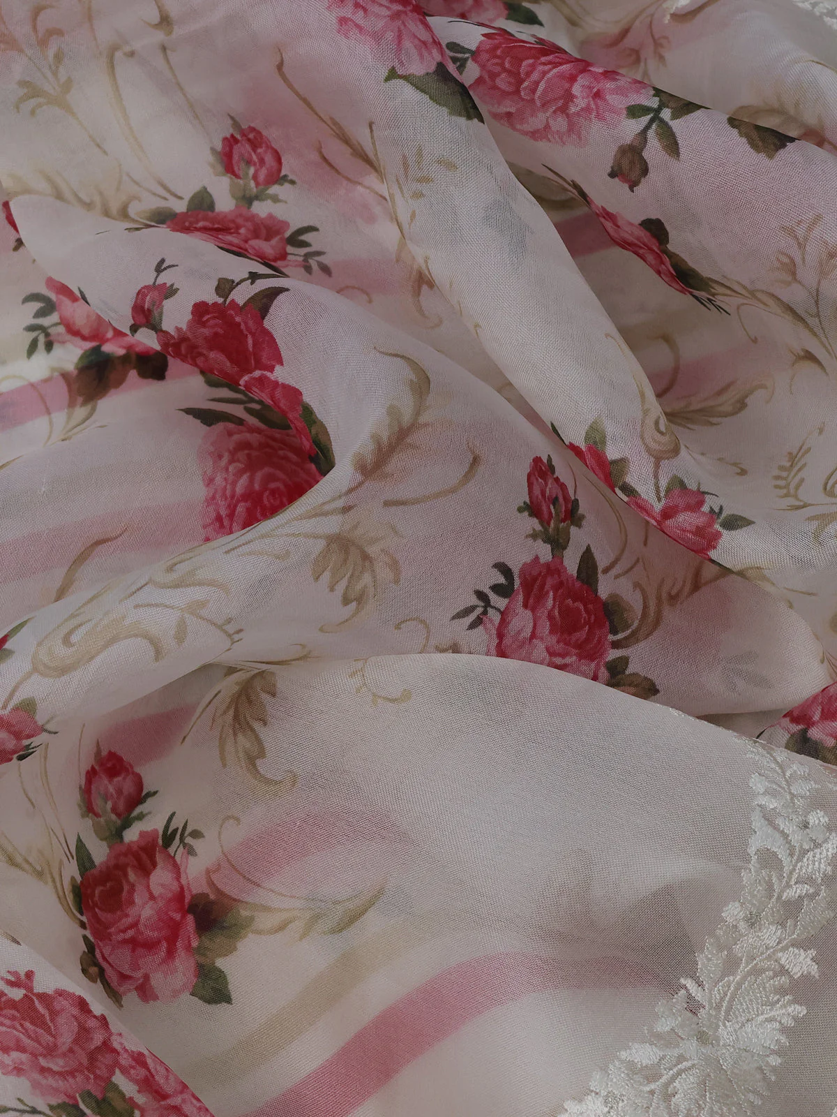 Off White Organza Silk Saree - Image 3