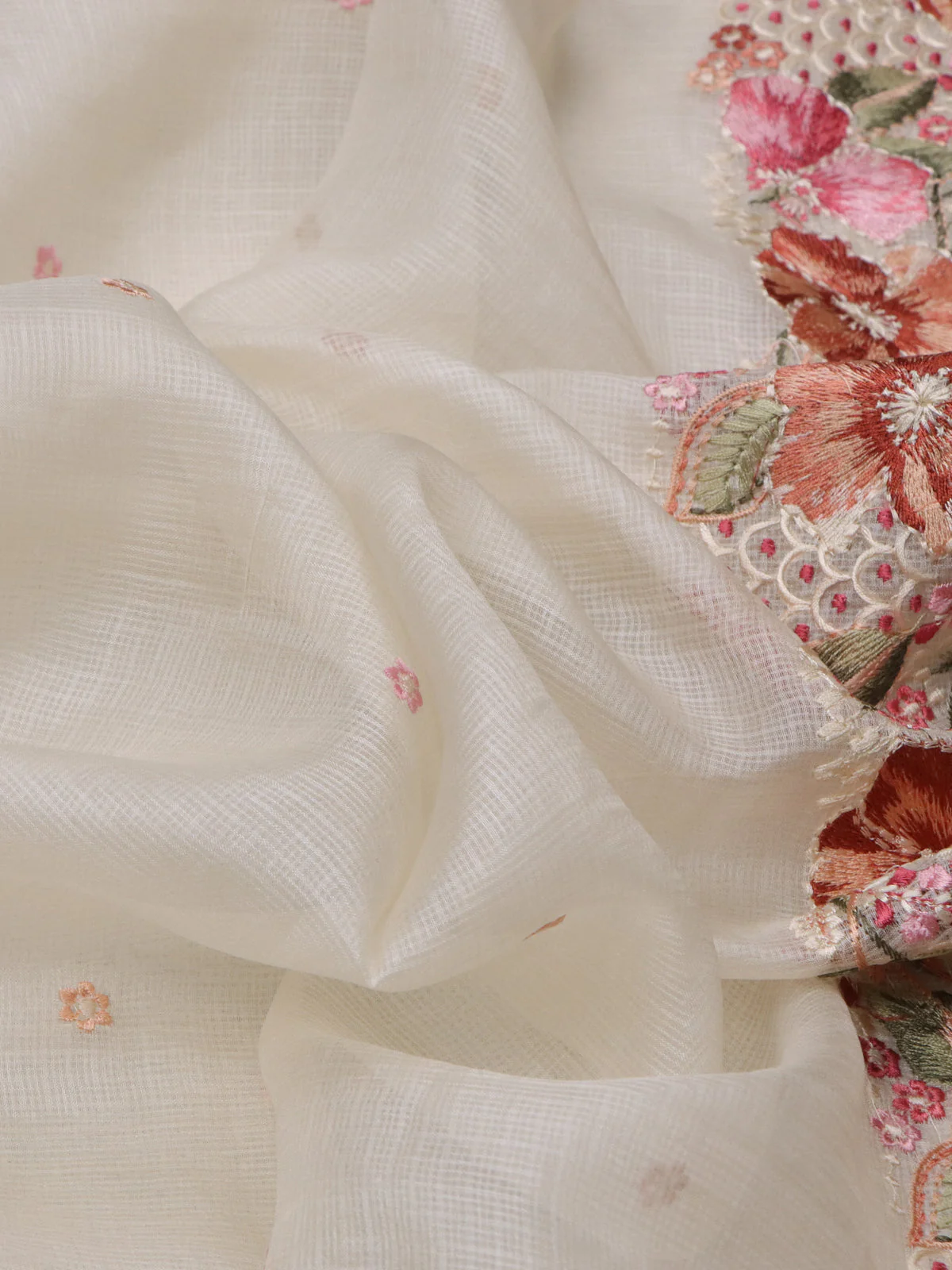 Off White Silk Kota Saree - Image 3