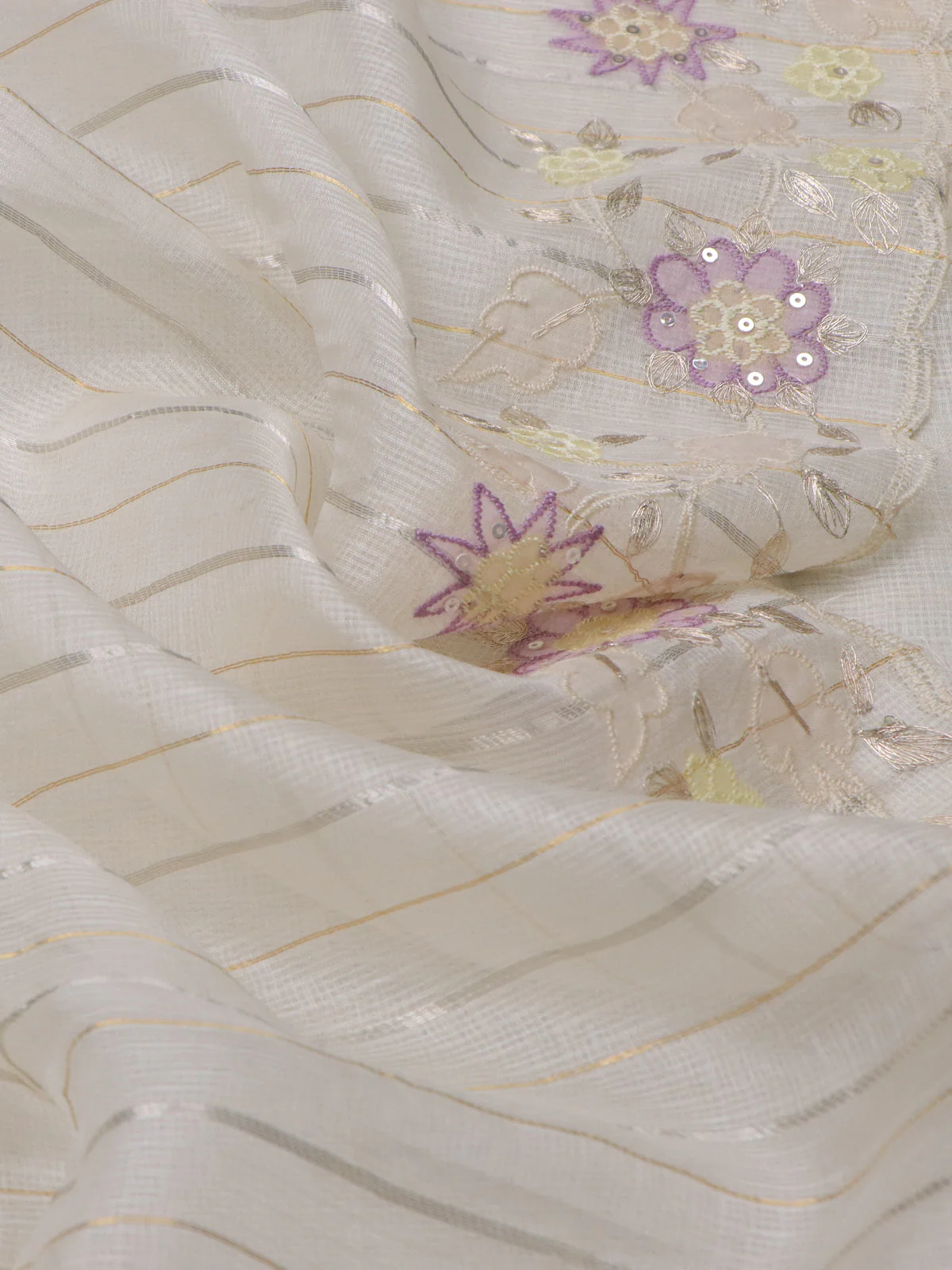 Off White Silk Kota Saree - Image 3