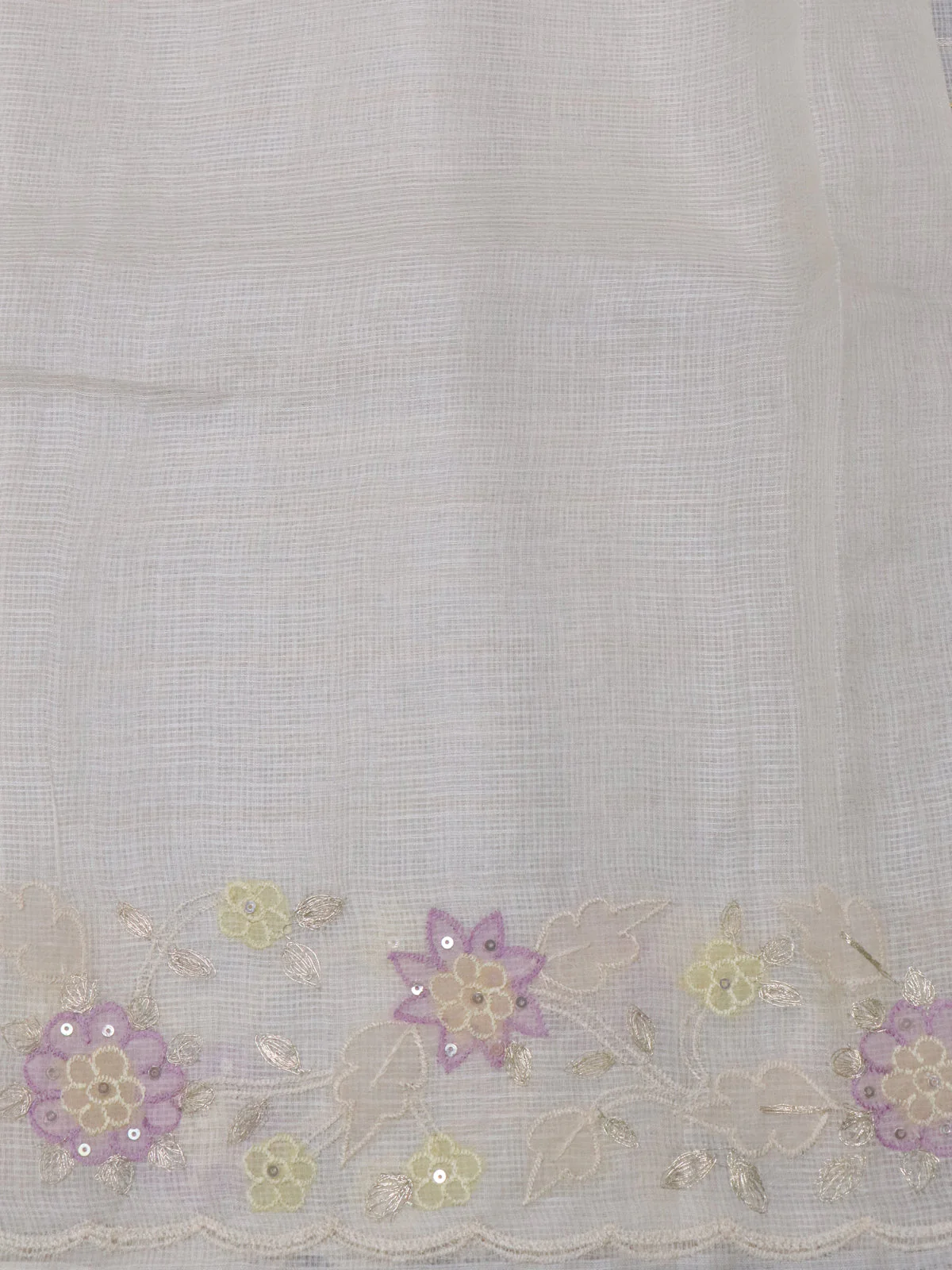 Off White Silk Kota Saree - Image 4