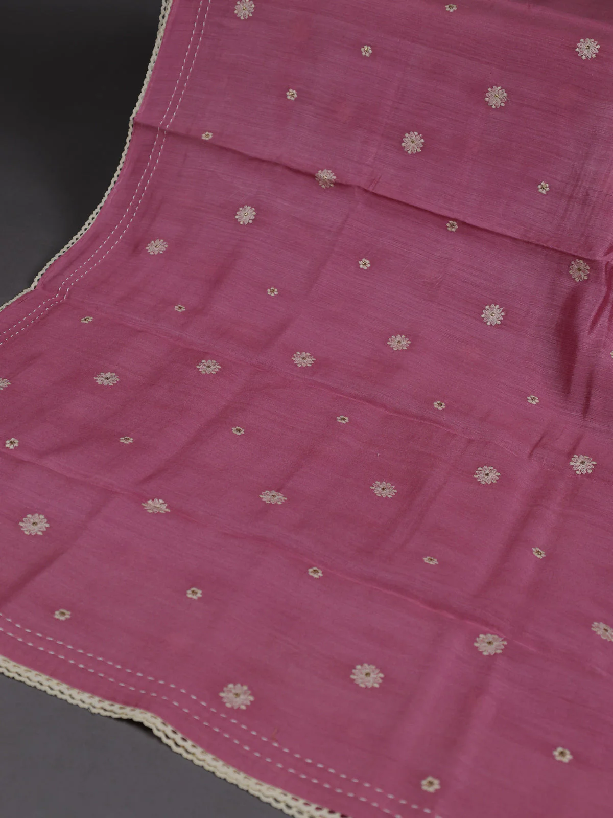 Onion Pink Tussar Silk Unstitched Suit - Image 3