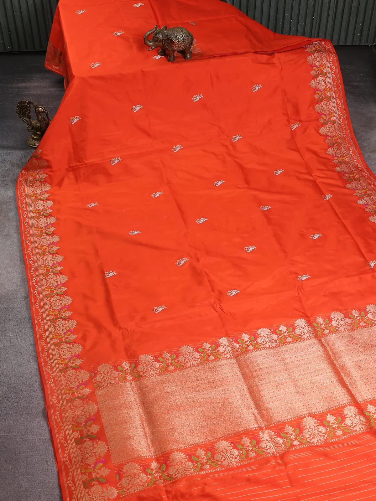 Orange Banarasi Silk Saree - Image 2
