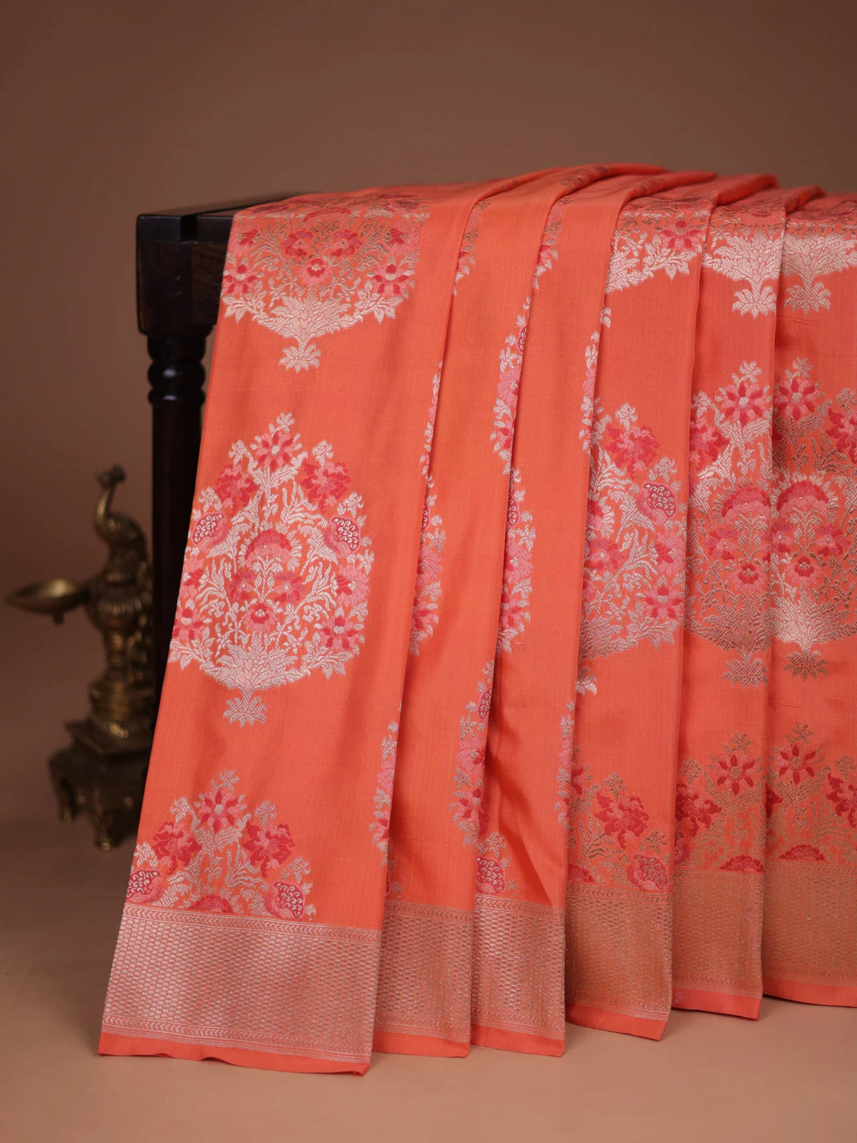 Orange Banarasi Silk Saree - Image 2