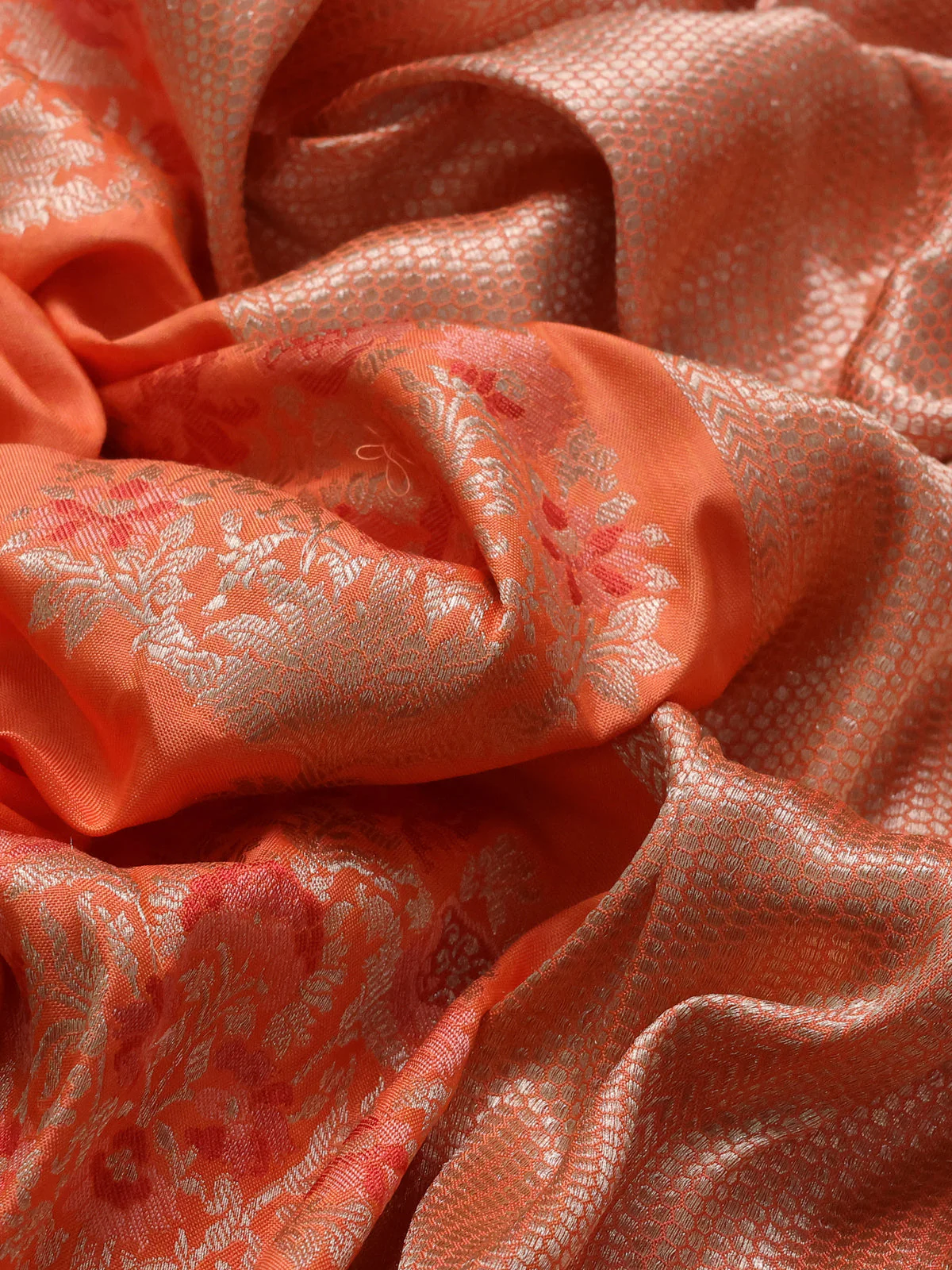 Orange Banarasi Silk Saree - Image 3