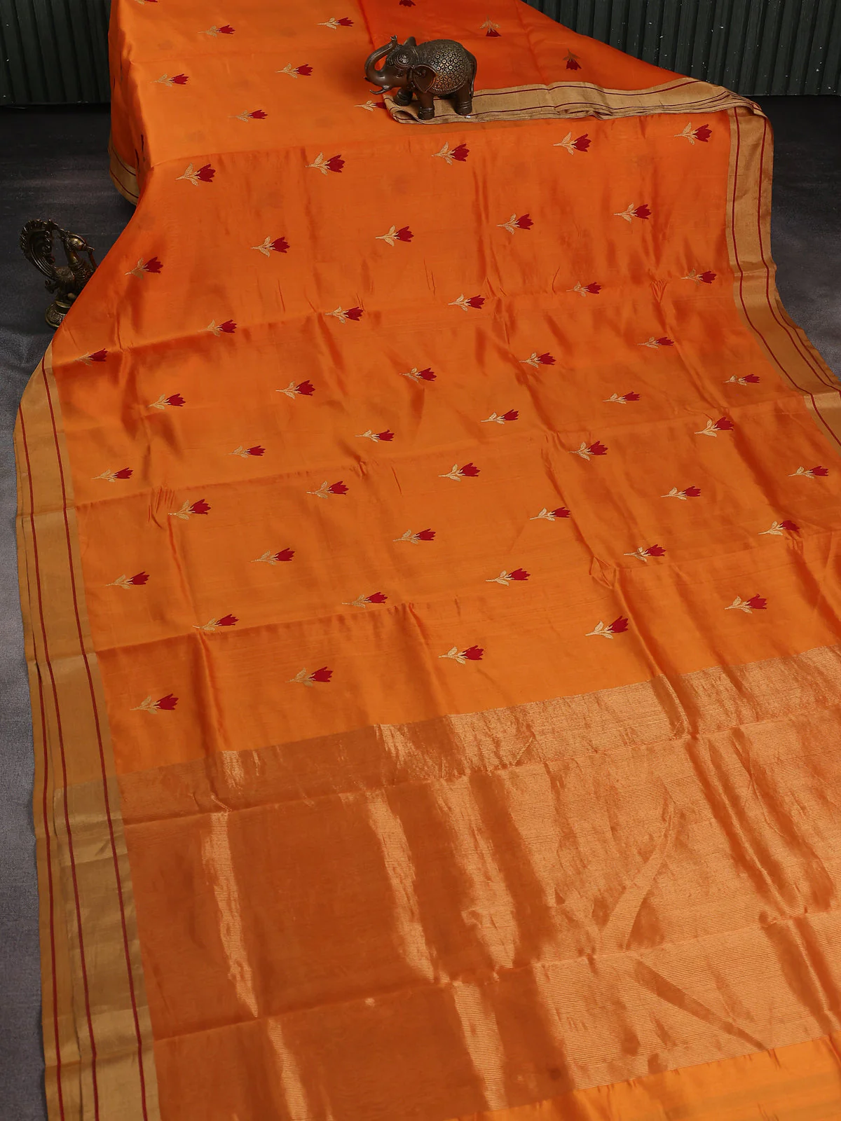 Orange Chanderi Silk Saree - Image 2