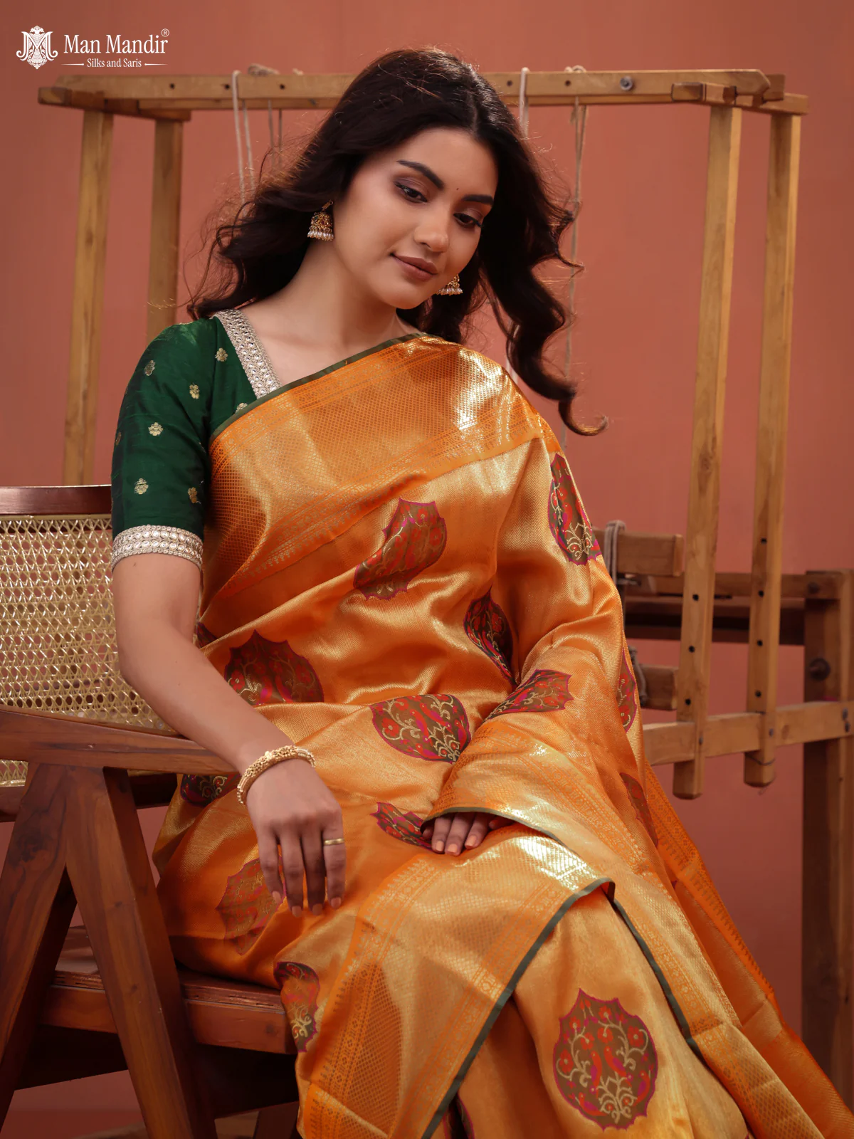 Orange Kanchipuram Silk Saree - Image 5