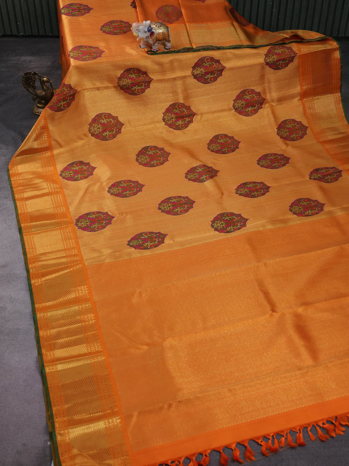 Orange Kanchipuram Silk Saree - Image 7