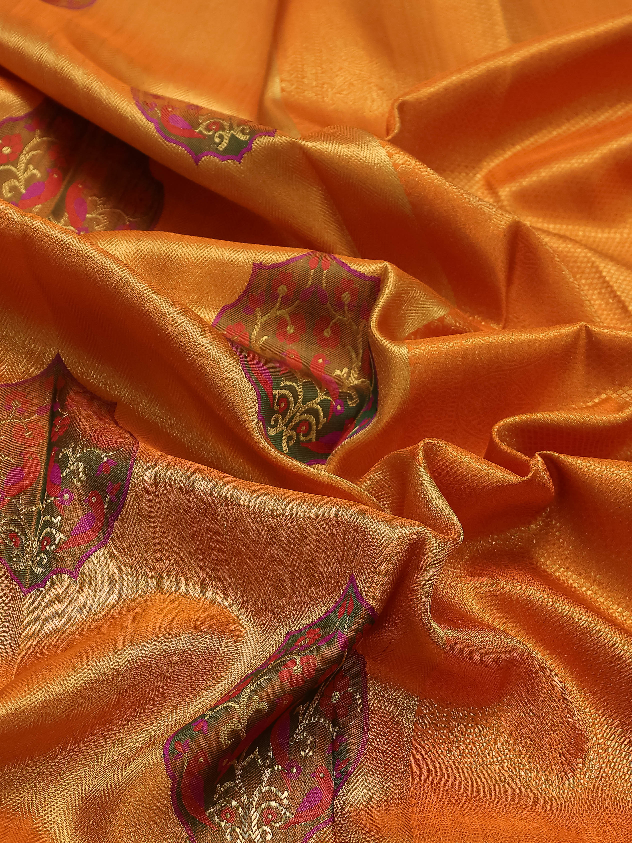 Orange Kanchipuram Silk Saree - Image 8