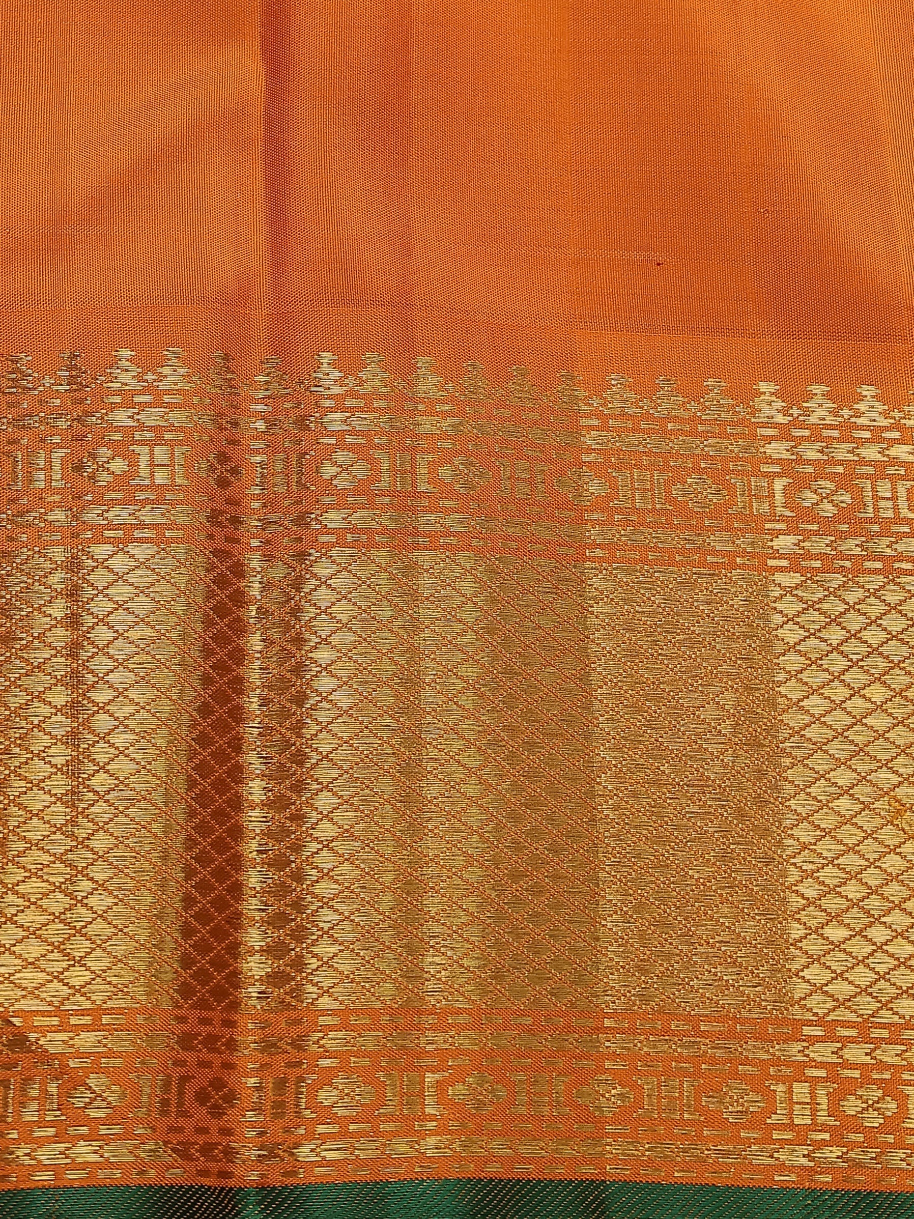 Orange Kanchipuram Silk Saree - Image 9